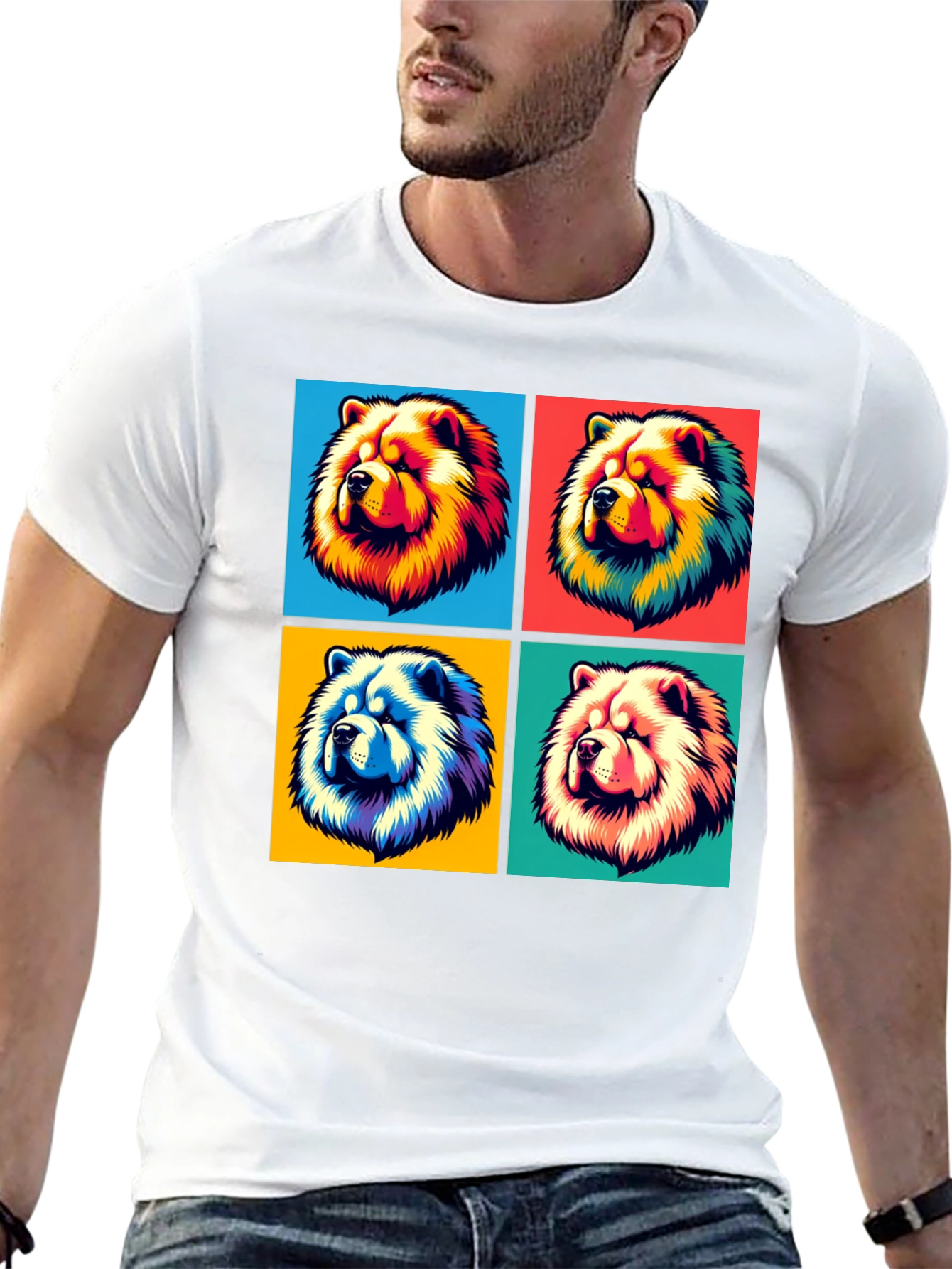 Cool Chow Chow Pop Art Black T-Shirt
