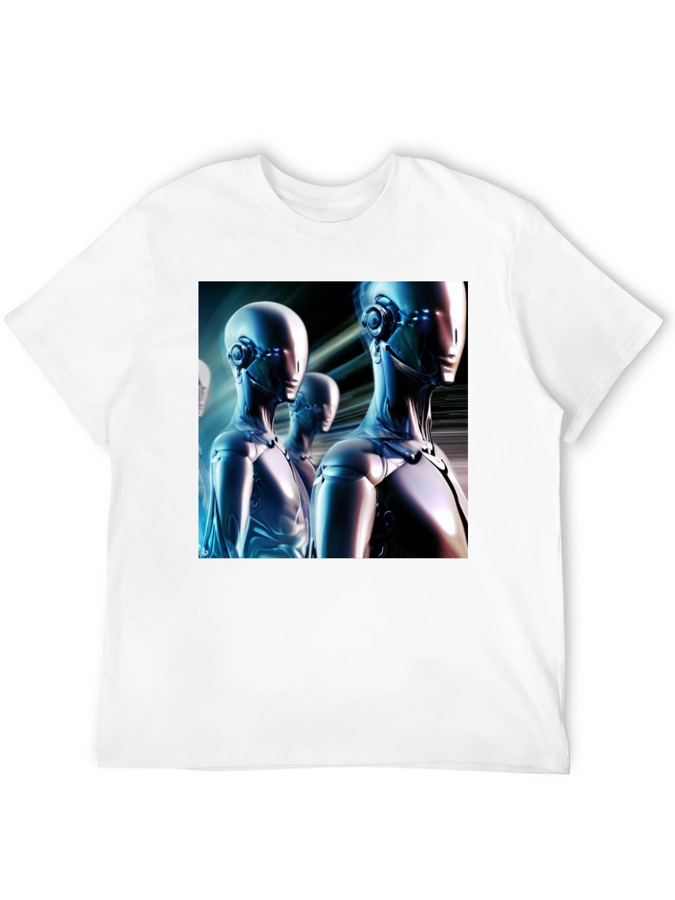 Futuristic Robot Graphic T-Shirt - Black