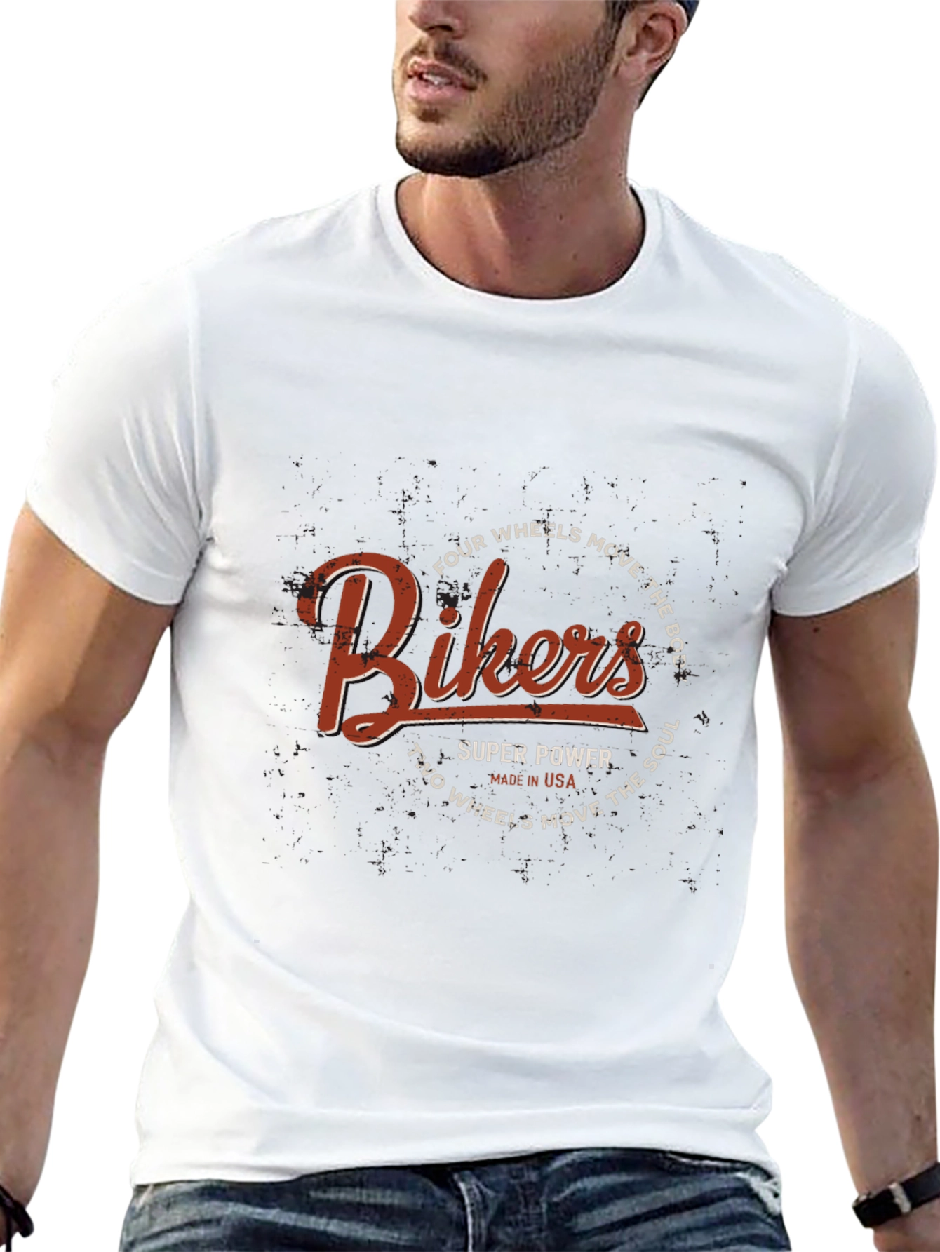 Bikers T-Shirt - Four Wheels Move the Body Design
