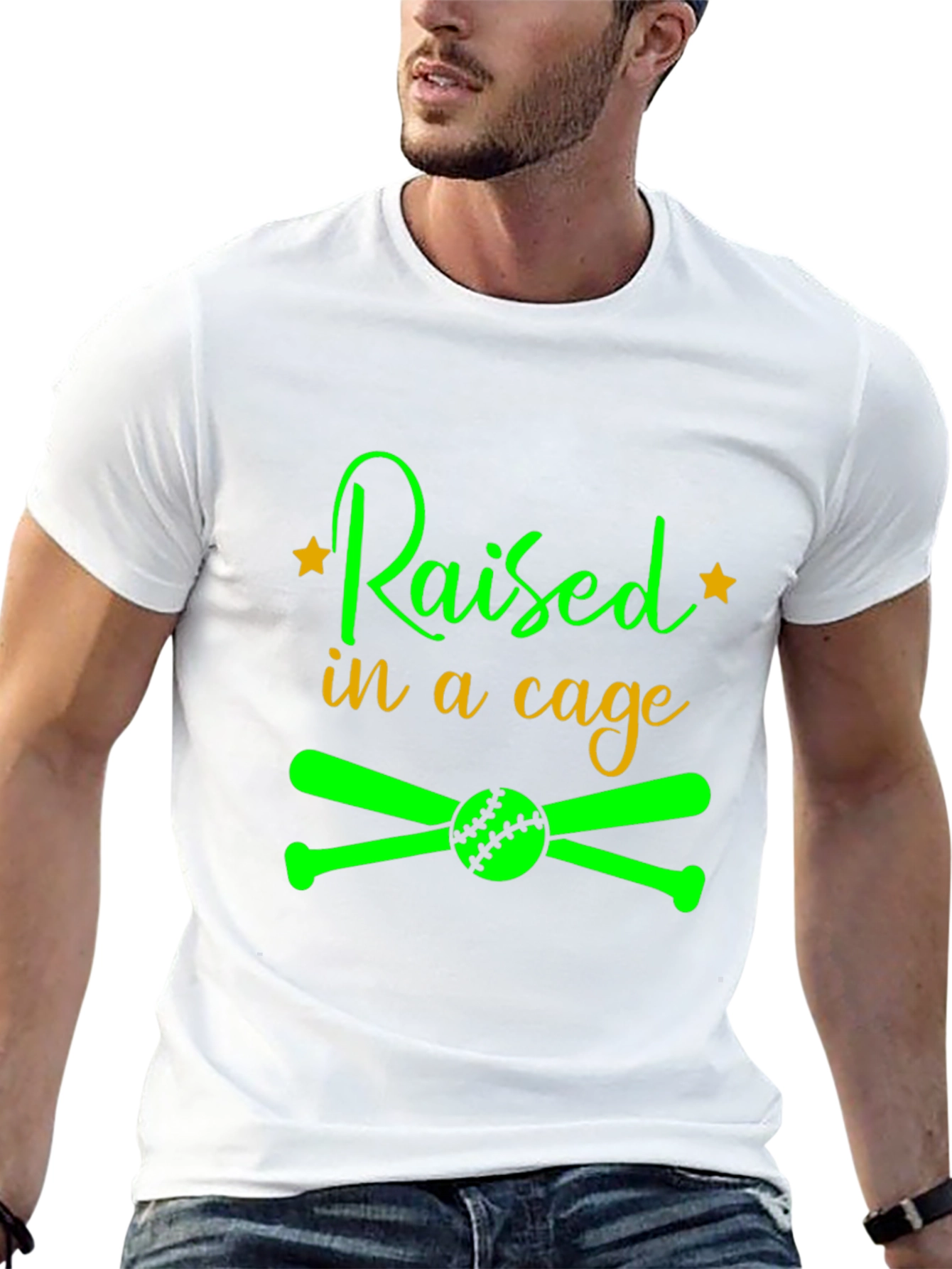 Raised in a Cage Baseball T-Shirt