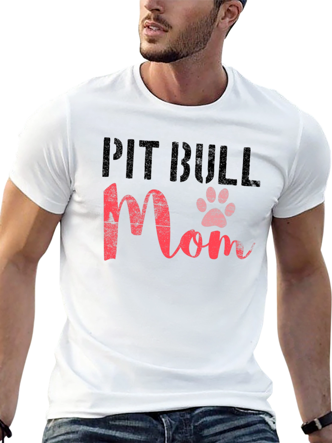Pit Bull Mom Paw Print T-Shirt