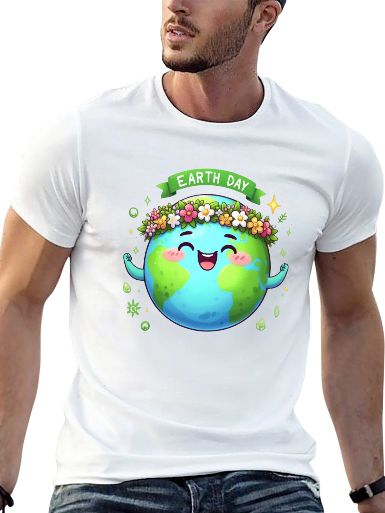 Earth Day Graphic T-Shirt - Black Cotton Tee