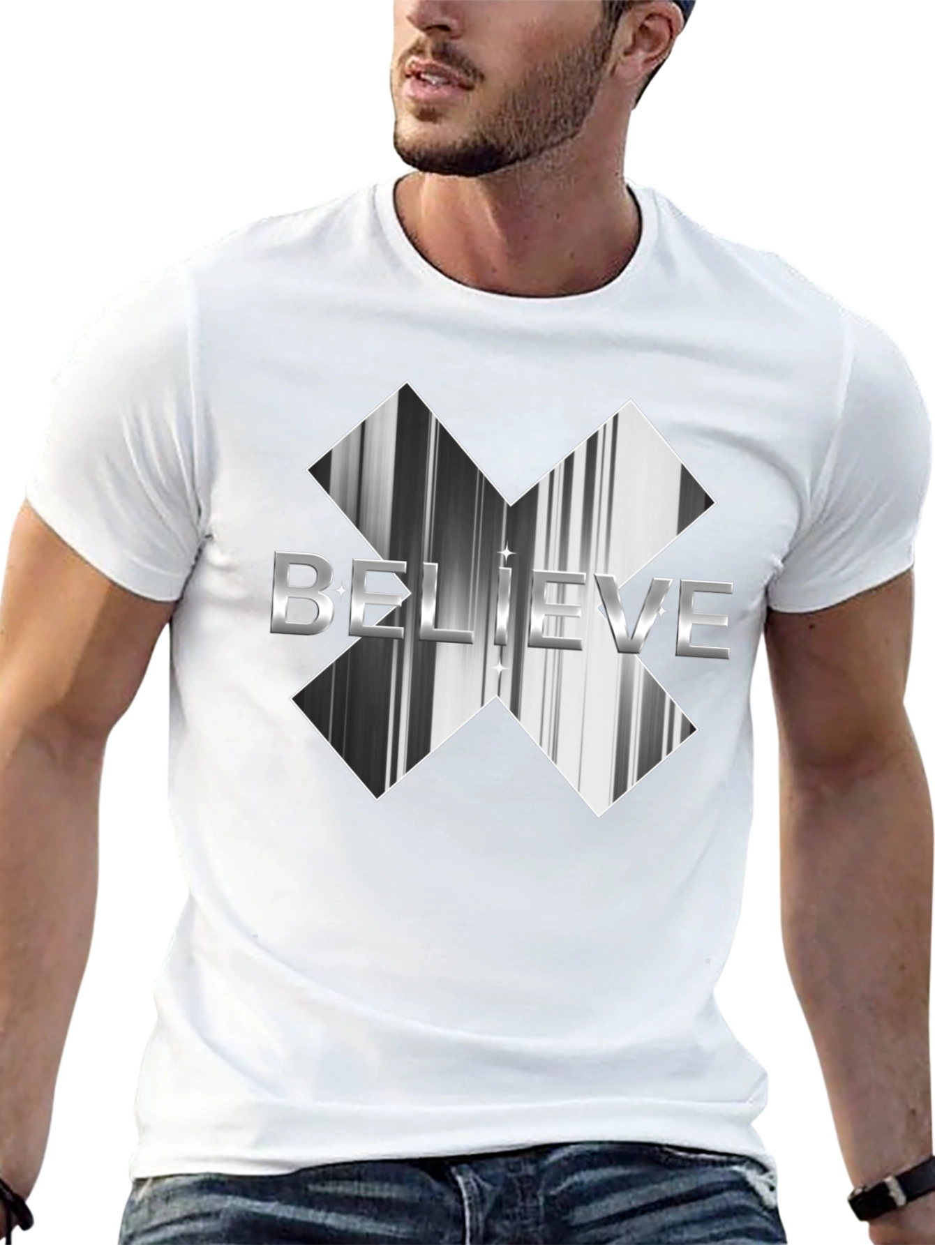 Believe Graphic Tee - Black Cotton Casual Shirt