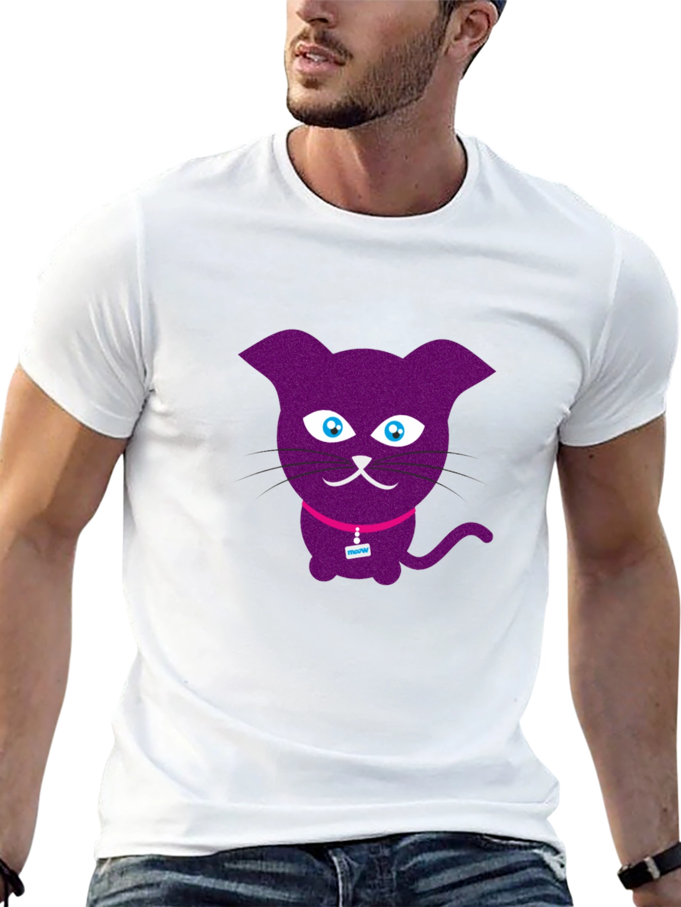 Purple Cat Graphic T-Shirt - Fun Casual Wear