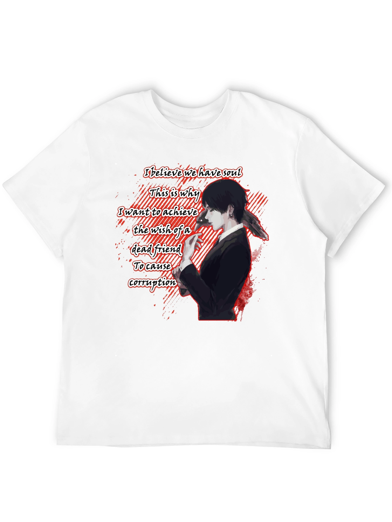 Anime Quote Graphic T-Shirt - Black