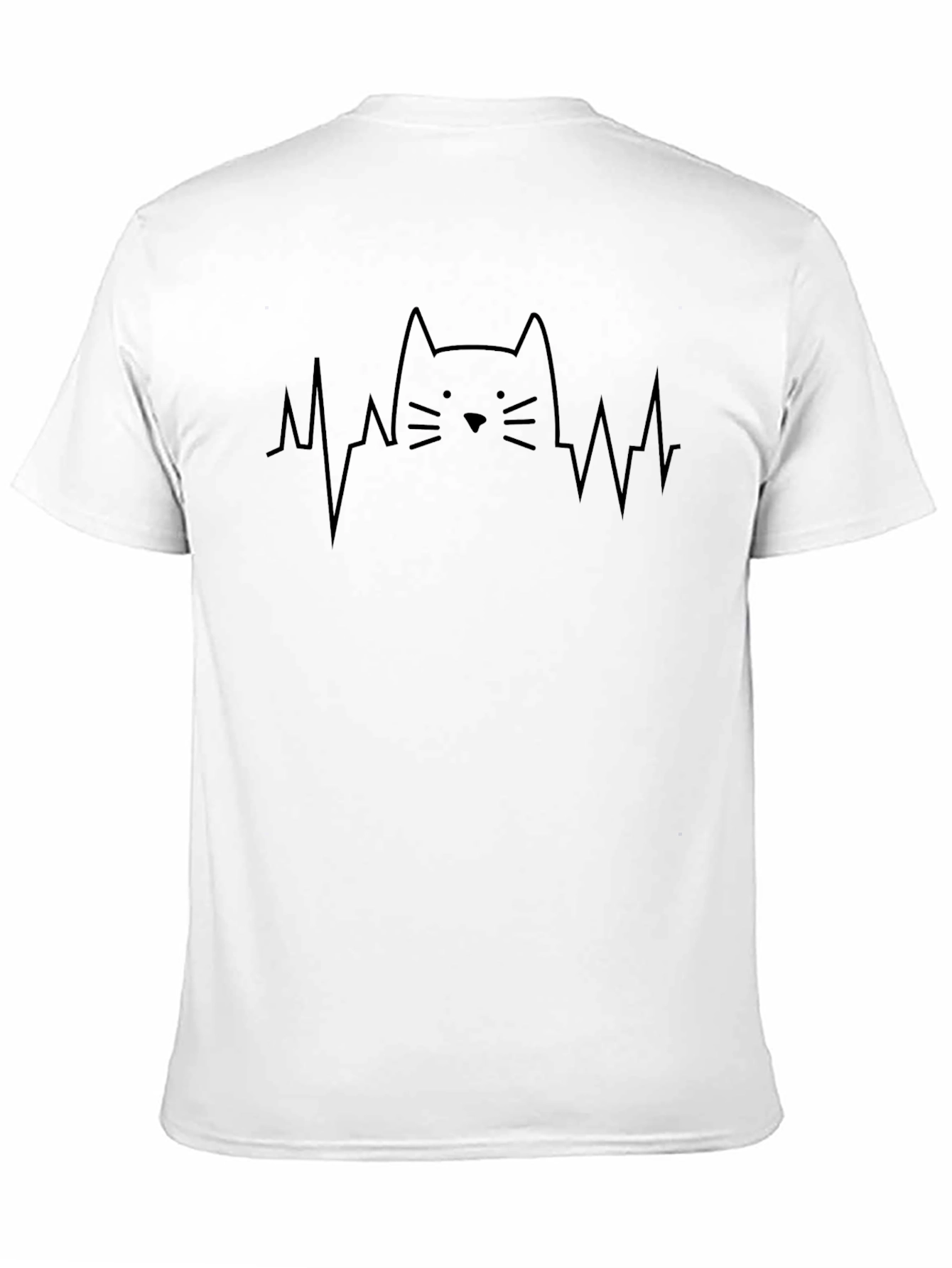 Cat Heartbeat Graphic T-Shirt - Black