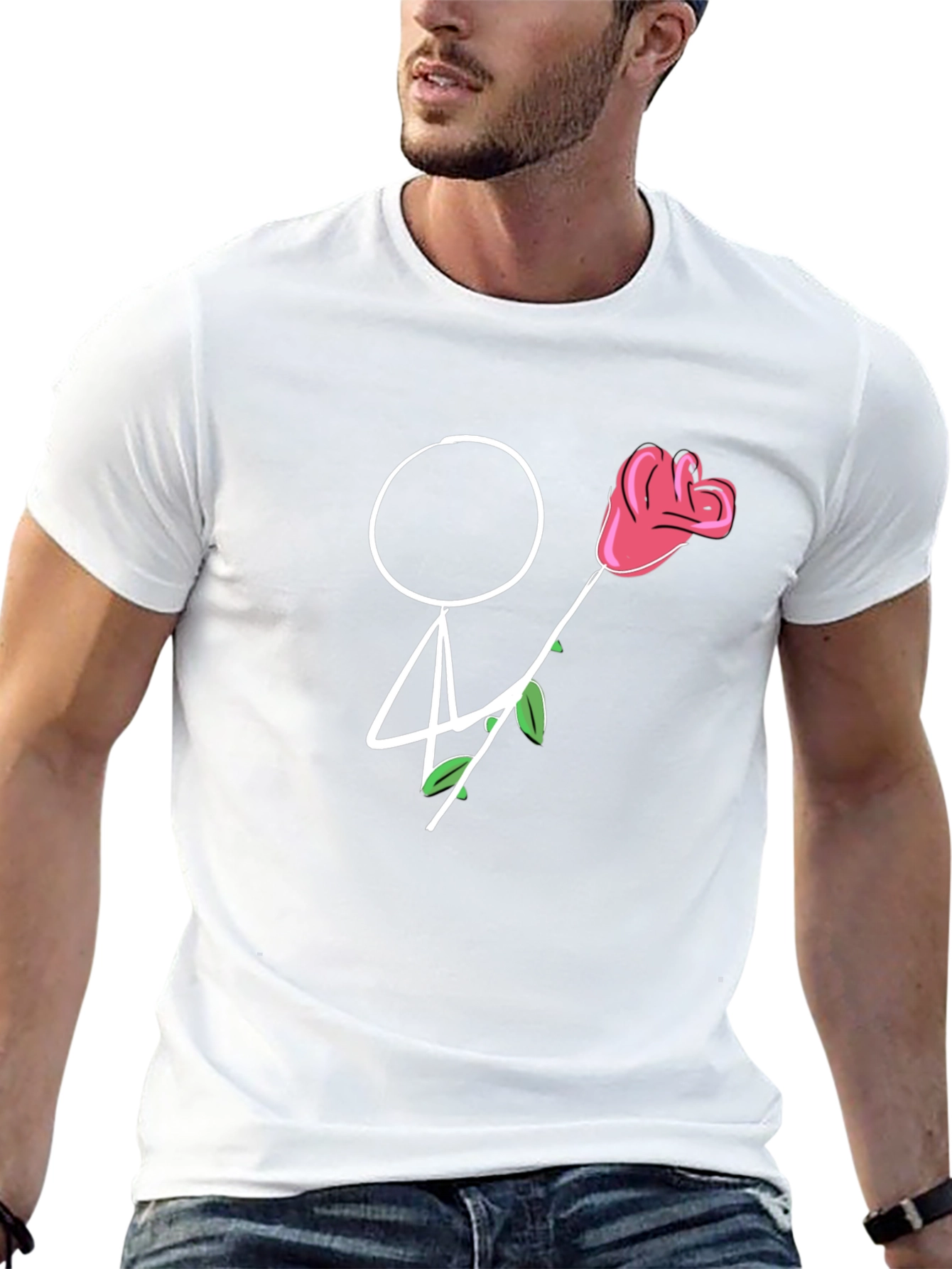 Stick Figure Rose T-Shirt - Romantic Gift
