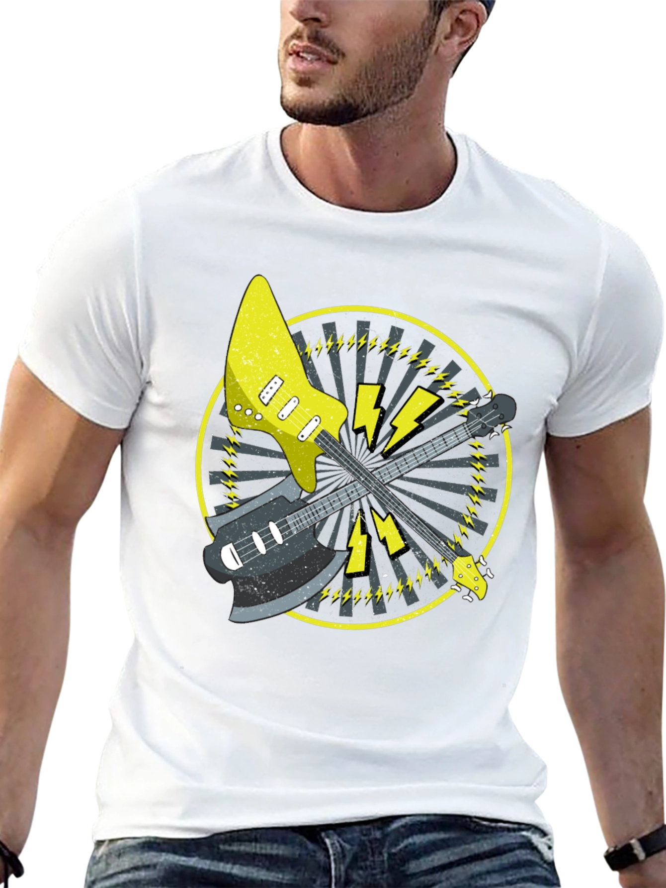 Electric Guitar Graphic Tee - Rock Music Style