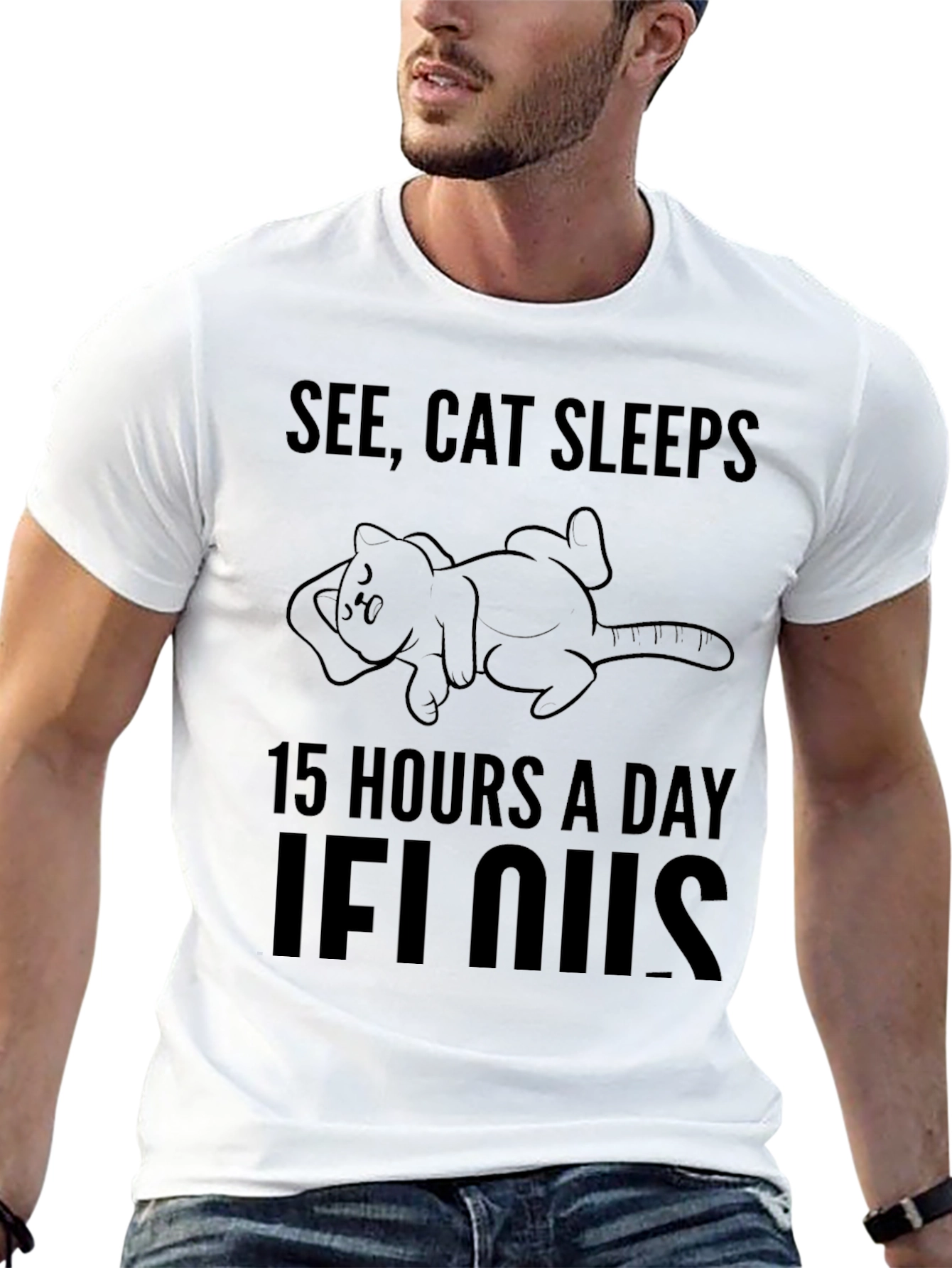 See Cat Sleeps Funny Graphic T-Shirt - Unisex