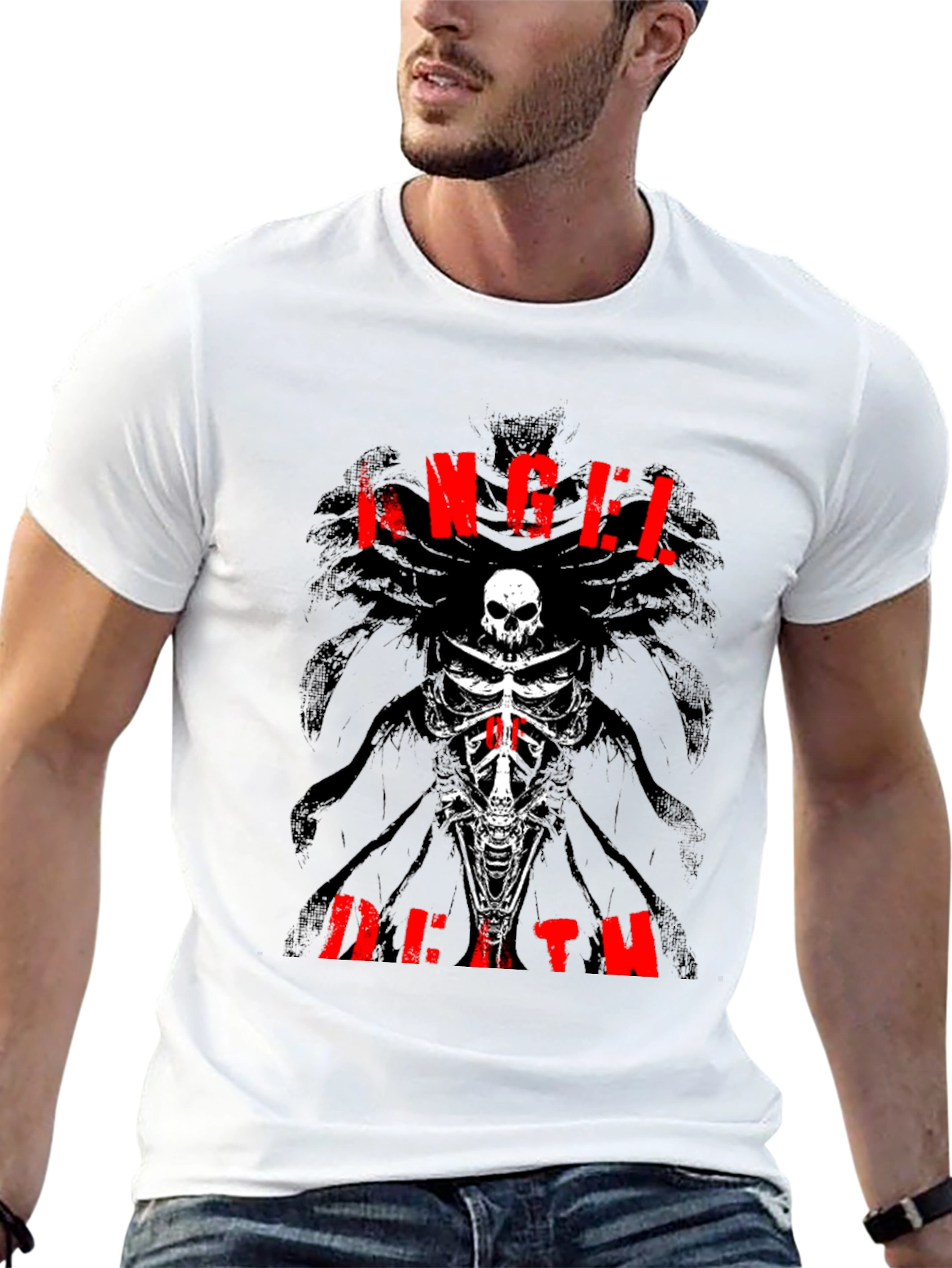 Angel Death Graphic T-Shirt - Skull & Bones Design
