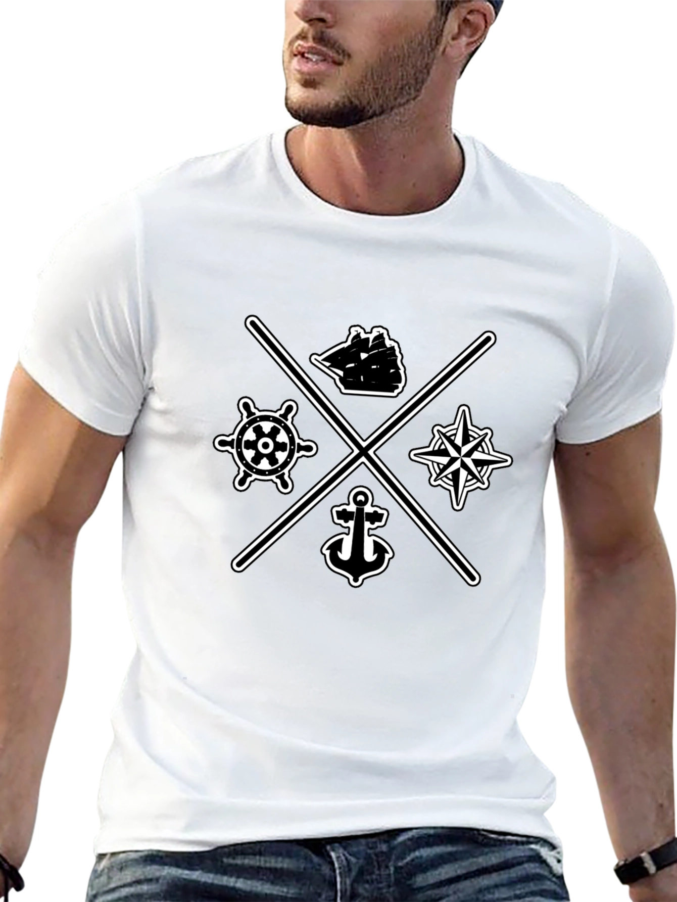 Nautical Compass Ship Wheel Anchor T-Shirt