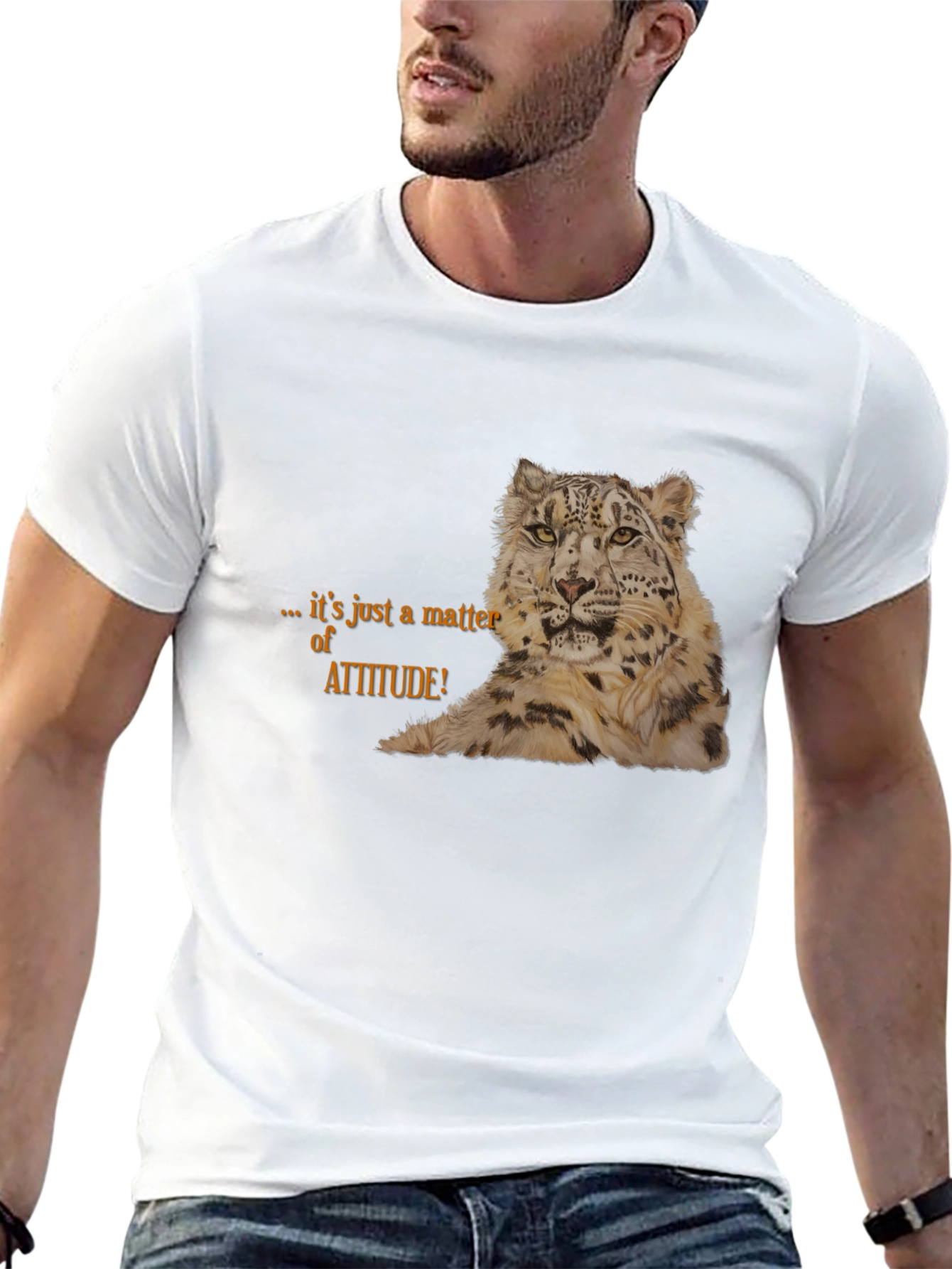 Attitude Snow Leopard Graphic Tee