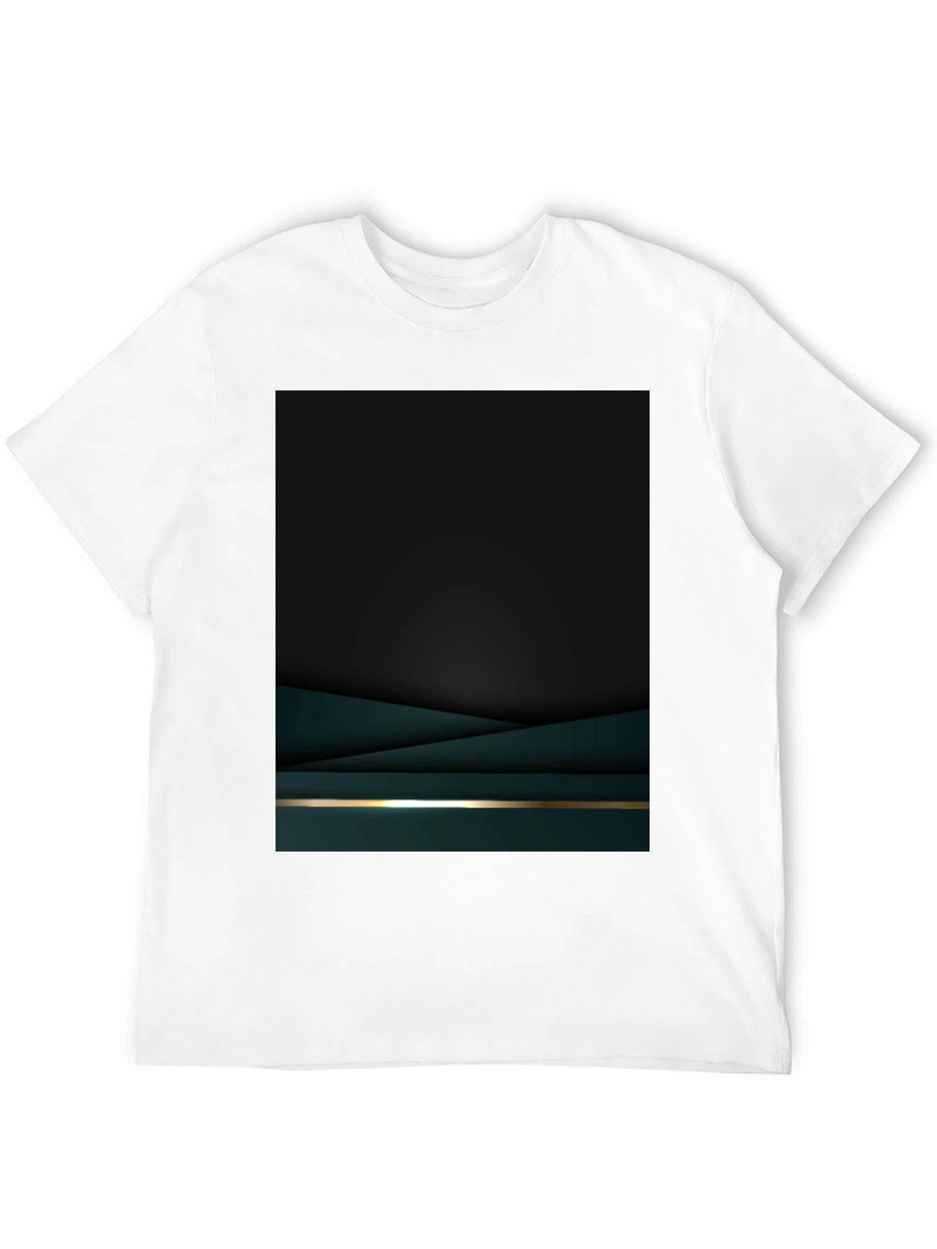 Elegant Dark Green Geometric T-Shirt