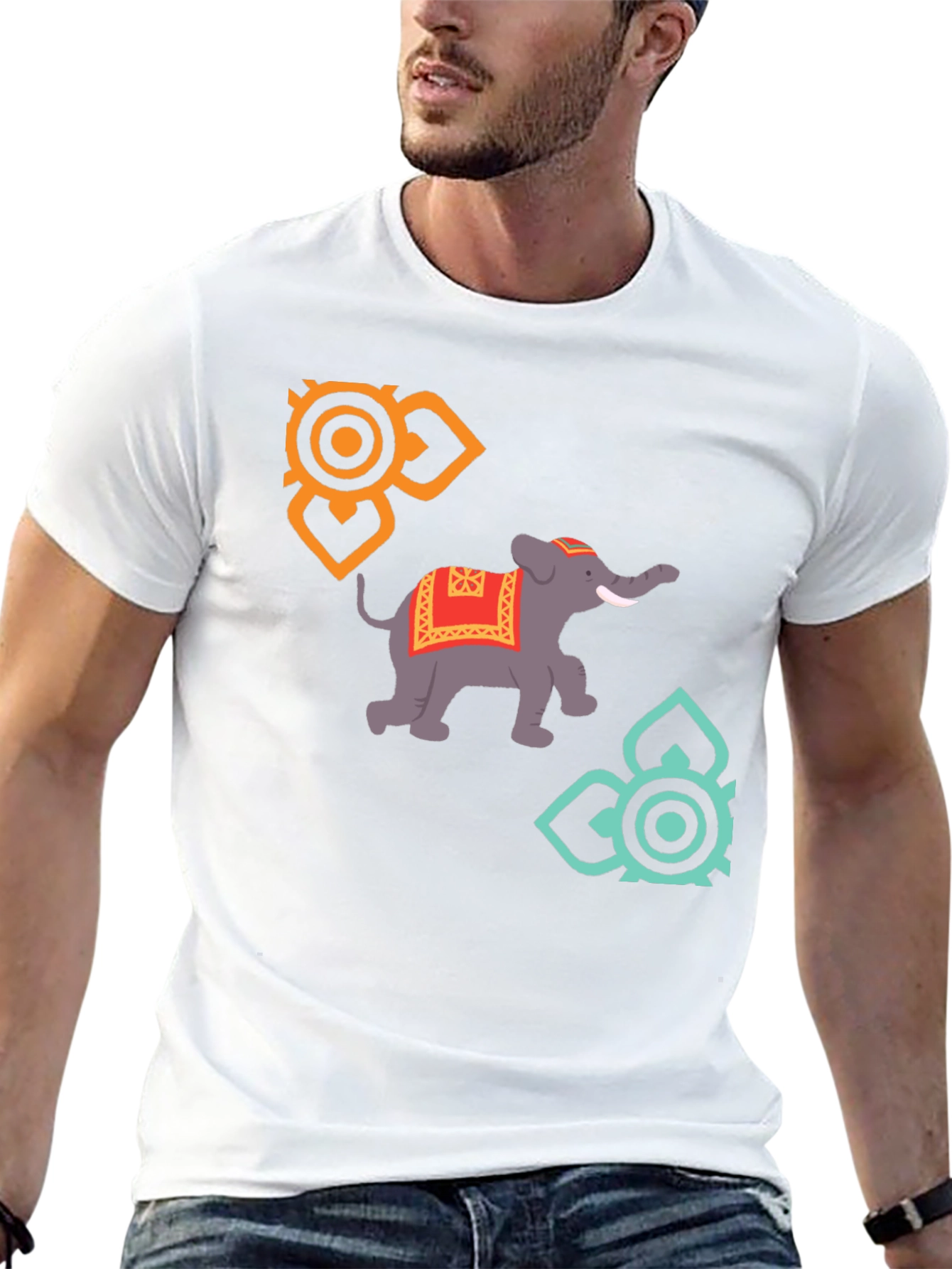Elephant Graphic T-Shirt - Stylish Mens Black Tee