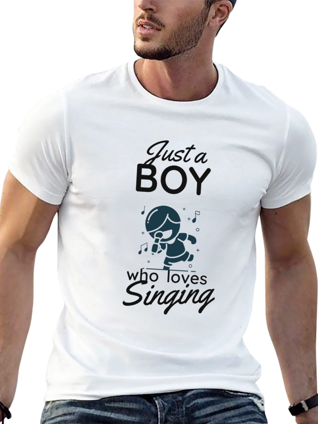 Just a Boy Who Loves Singing T-Shirt - Black