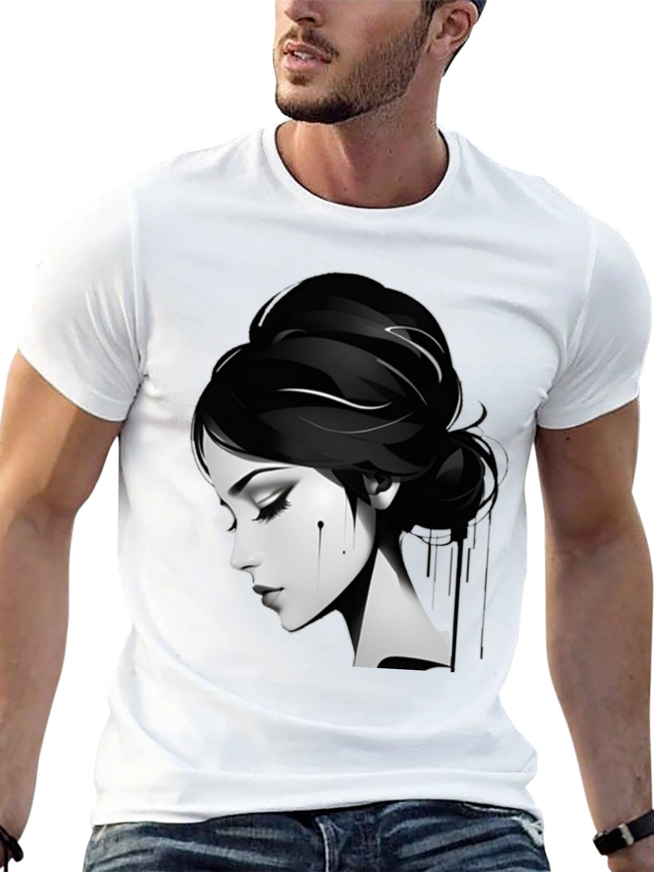 Elegant Woman Graphic Black T-Shirt
