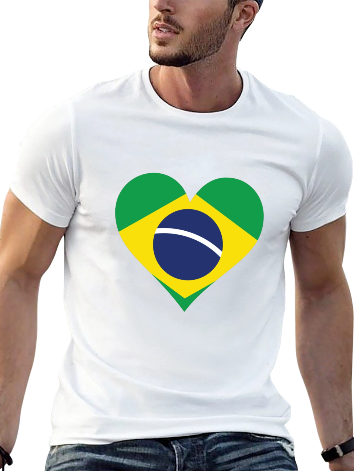 Brazil Flag Heart Graphic T-Shirt