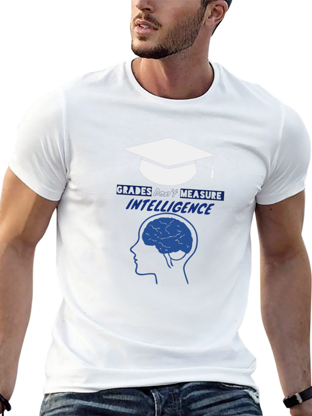 Intelligence T-Shirt - Graduation Cap & Brain Design