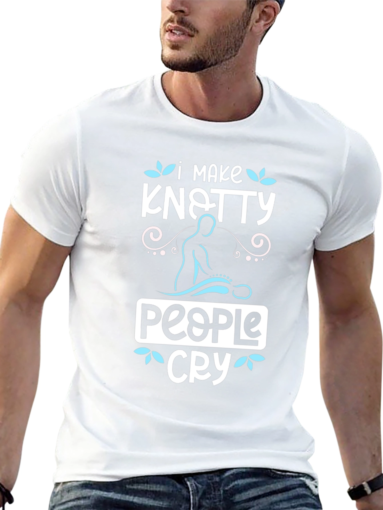 Knotty People Cry Black T-Shirt Massage Therapist