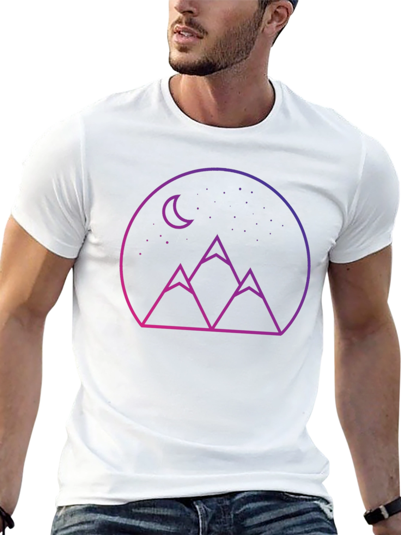 Mountain Moon Graphic Tee - Black Cotton Blend