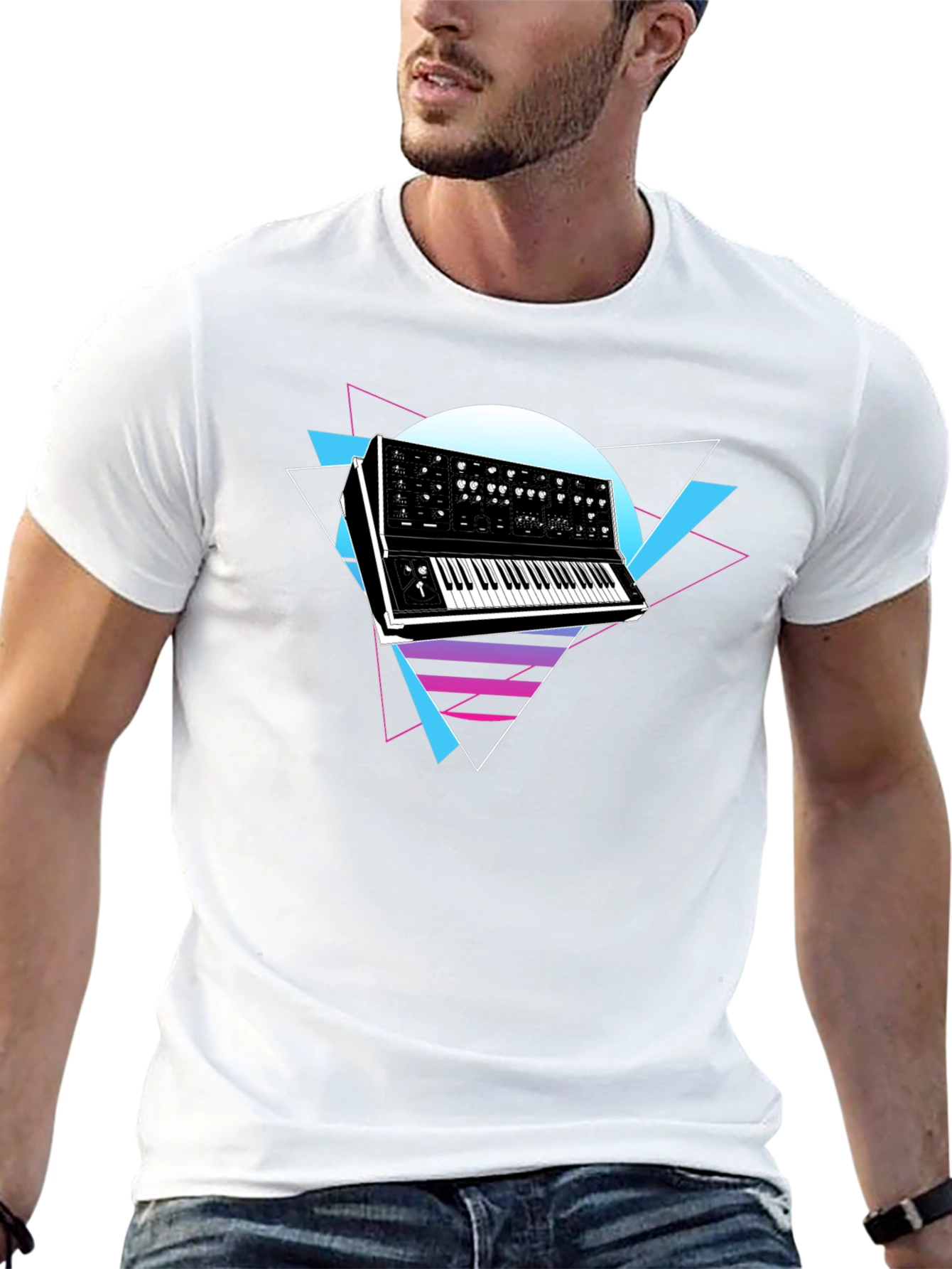 Retro Synthwave Keyboard Graphic T-Shirt
