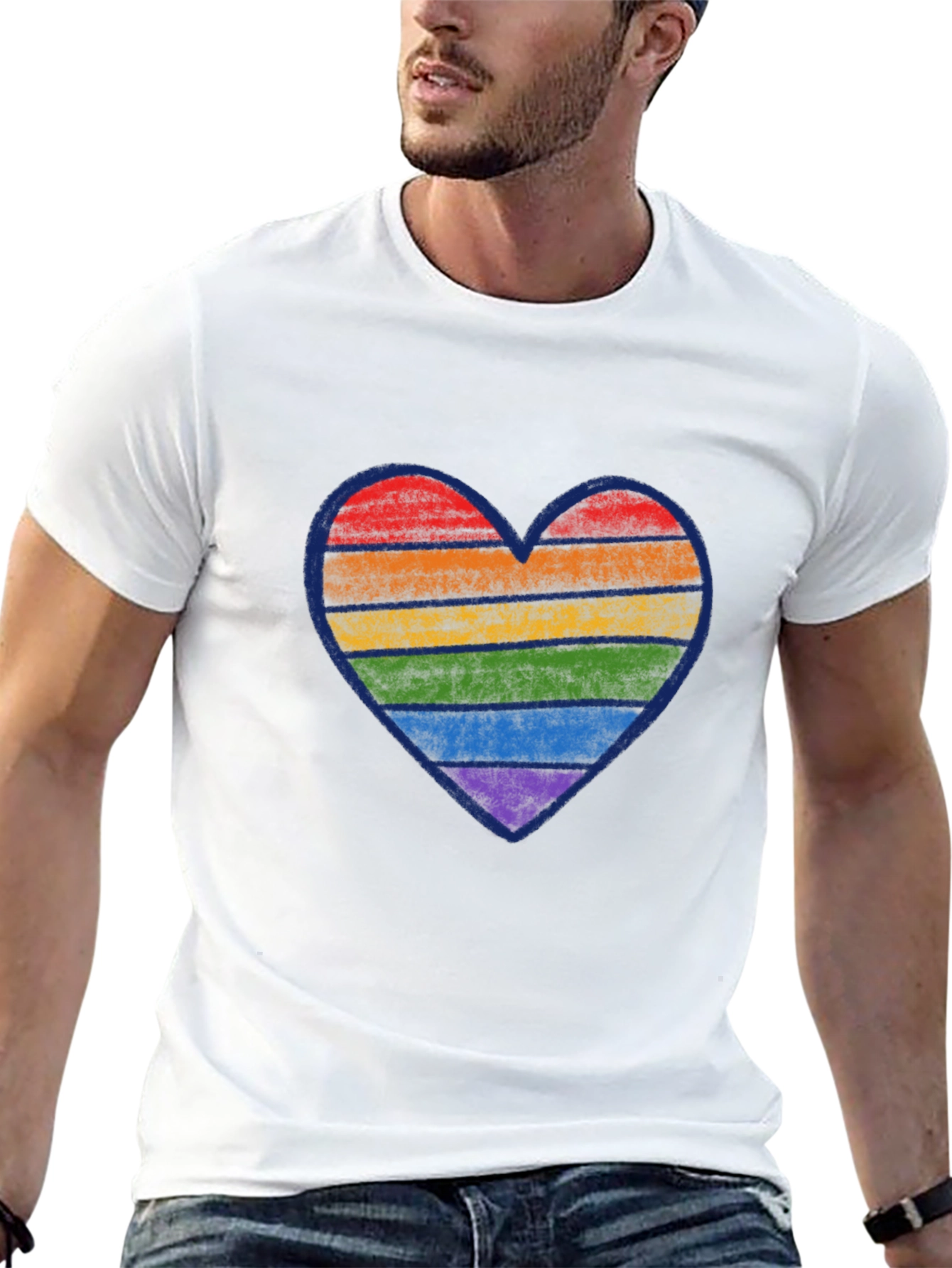 Rainbow Heart Graphic Tee - Pride Month