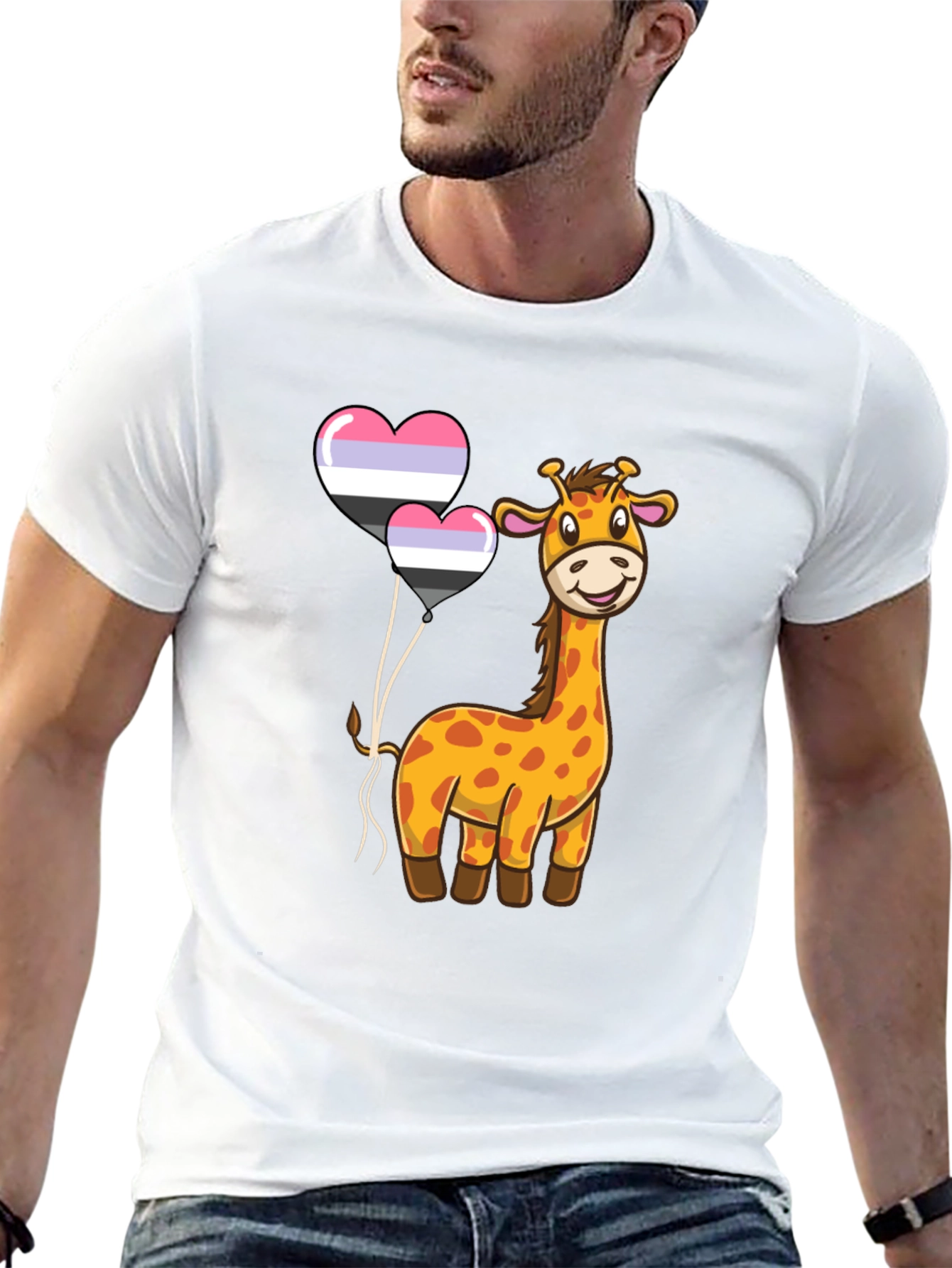 Giraffe & Balloons Graphic Tee - Casual Comfort