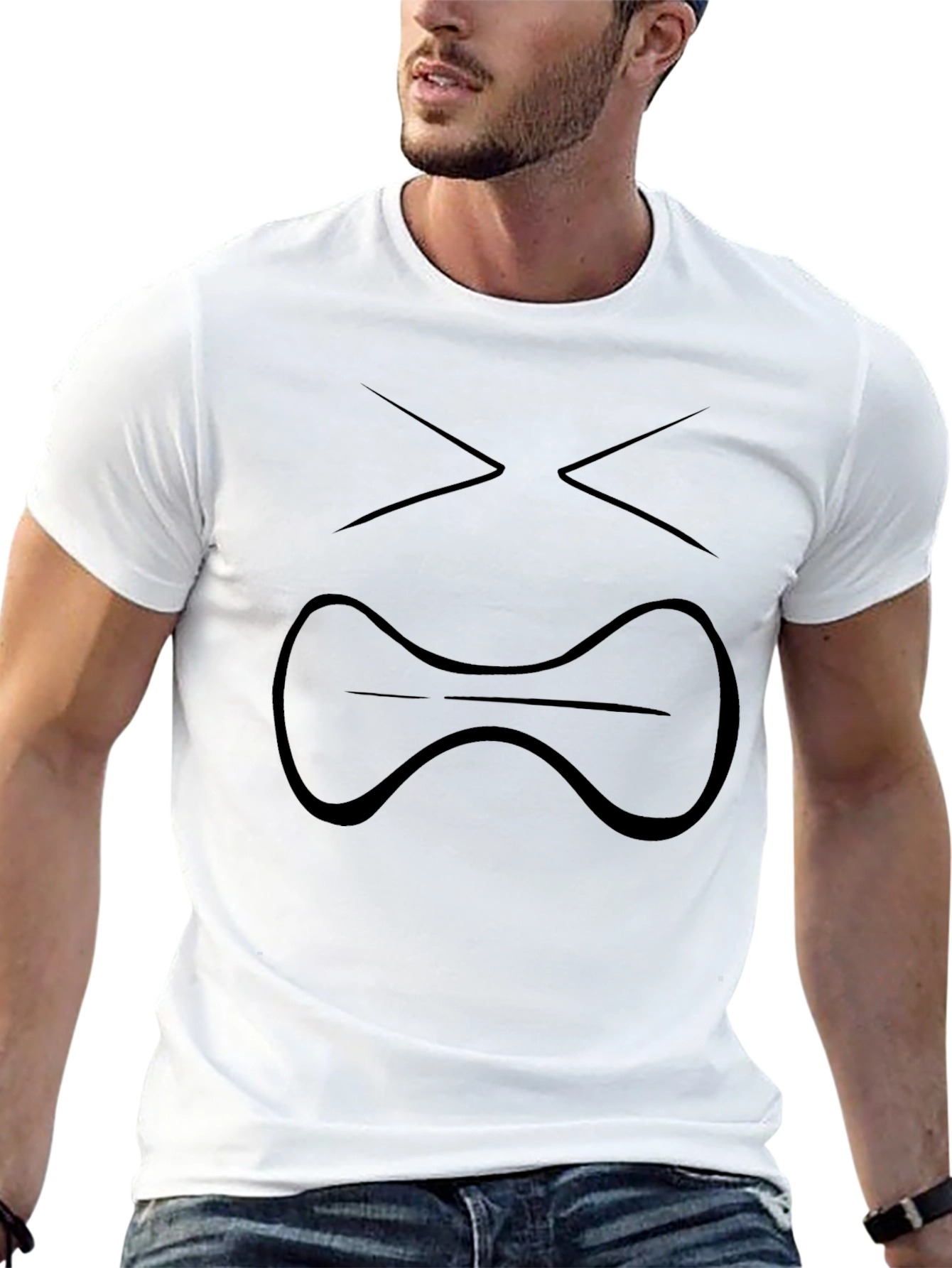 Black T-Shirt with Graphic Face Design