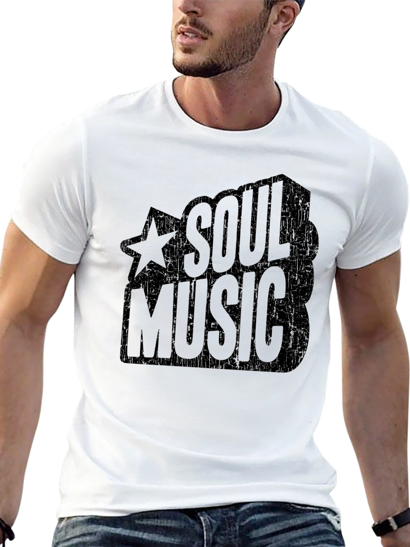 Soul Music Graphic Print Black T-Shirt