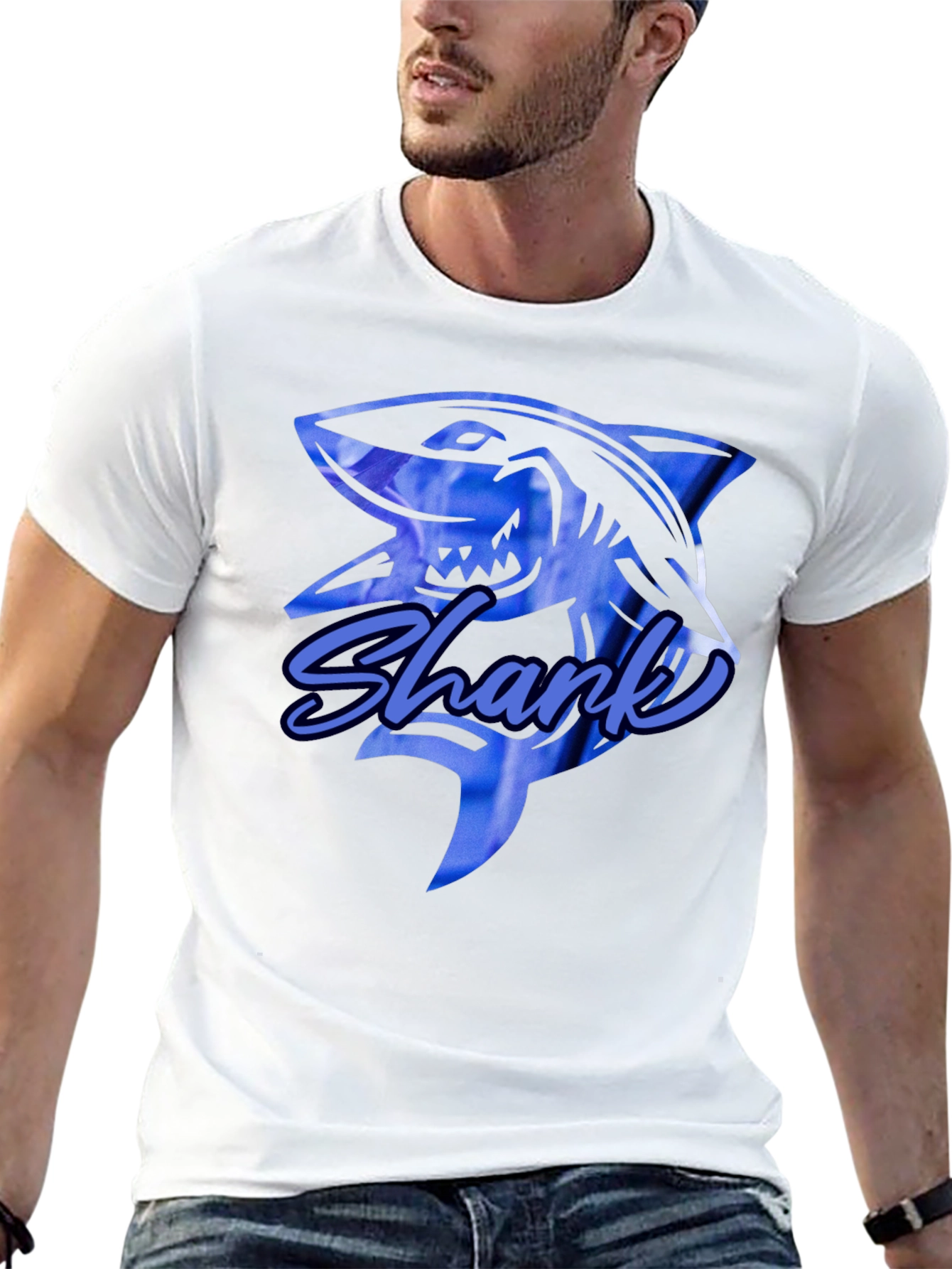 Shark Graphic Print Black T-Shirt