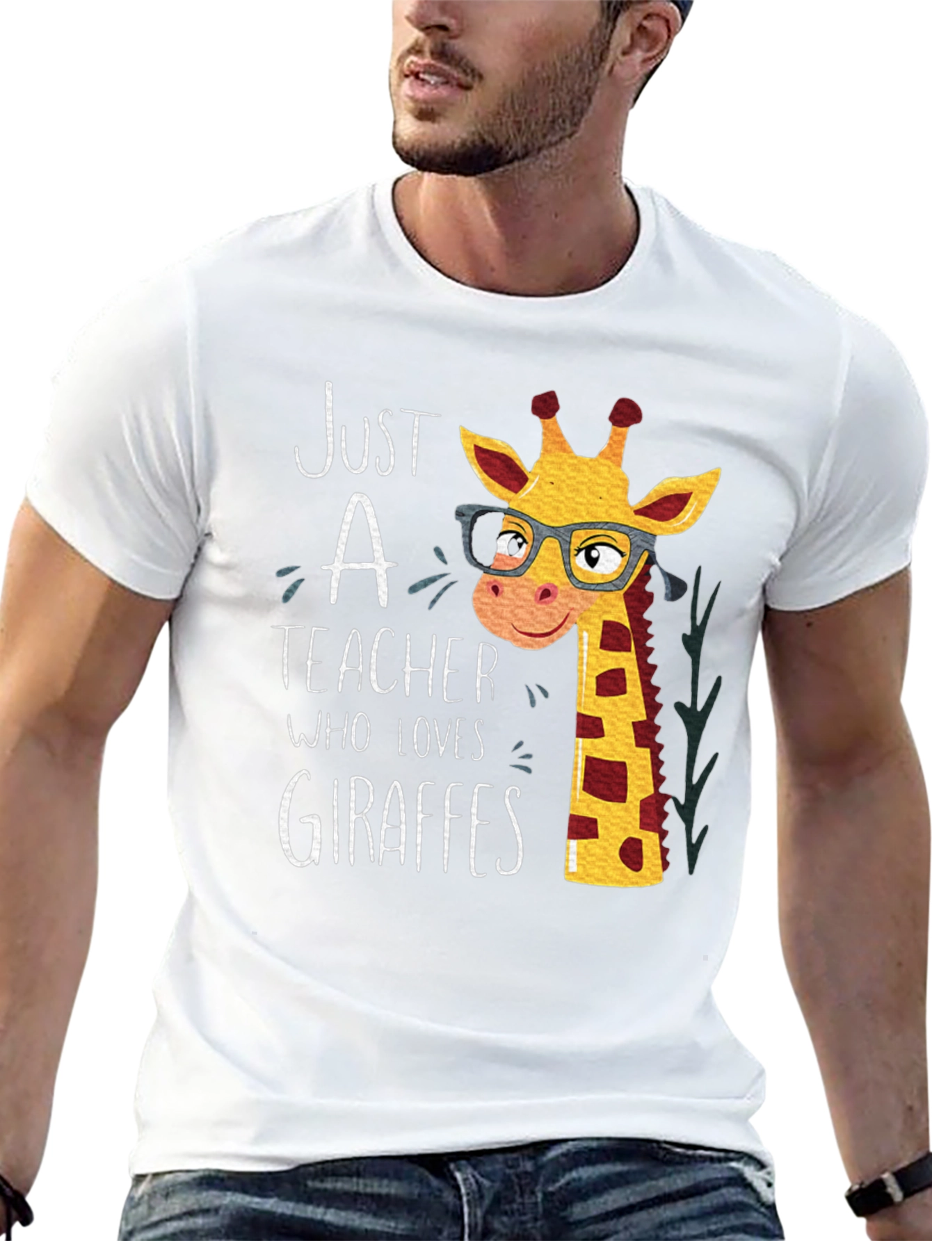 Just a Teacher Who Loves Giraffes Black T-Shirt