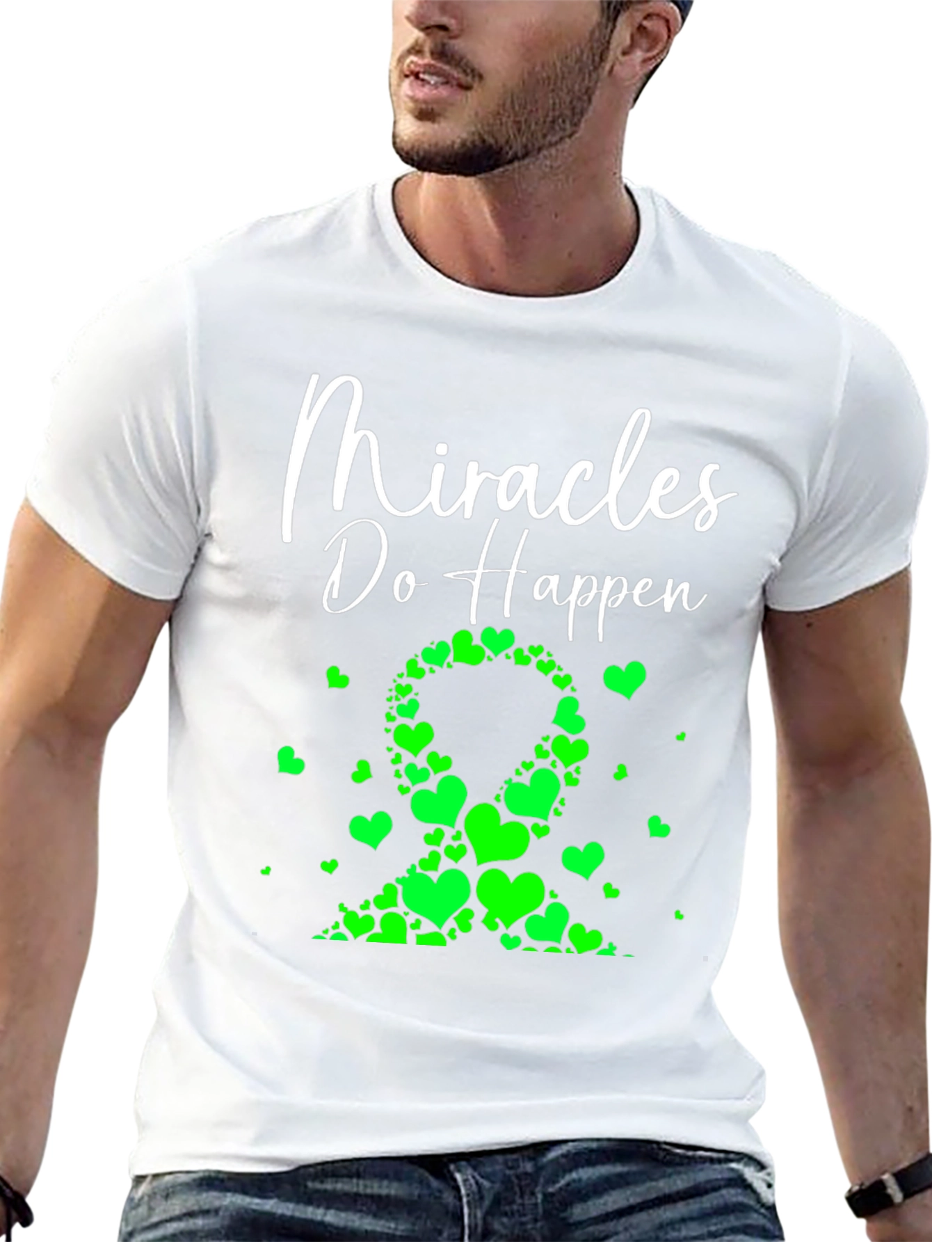 Miracles Happen Green Heart Ribbon T-Shirt