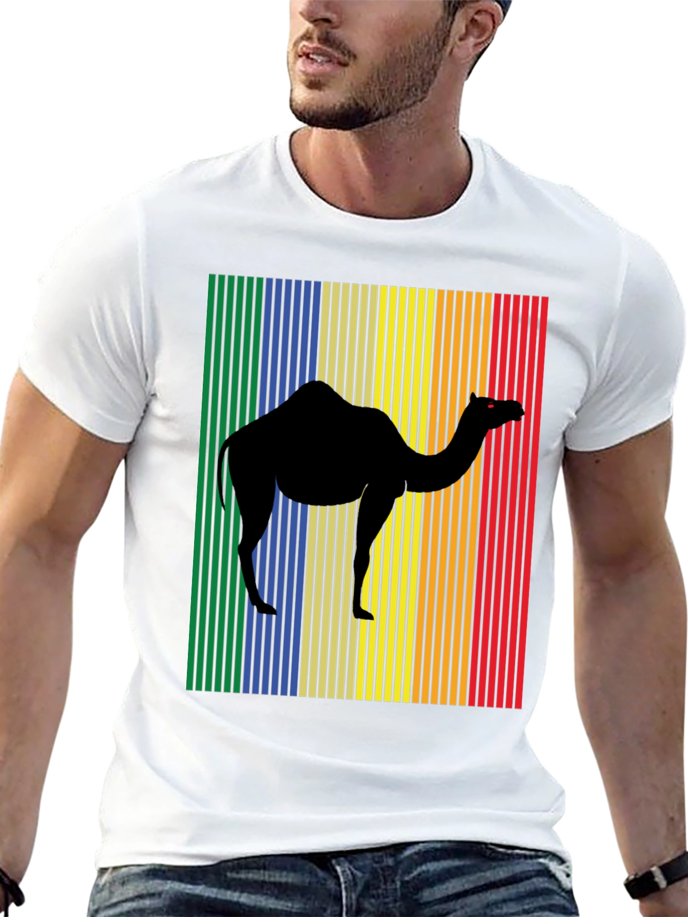 Retro Camel Graphic T-Shirt - Black Cotton Tee