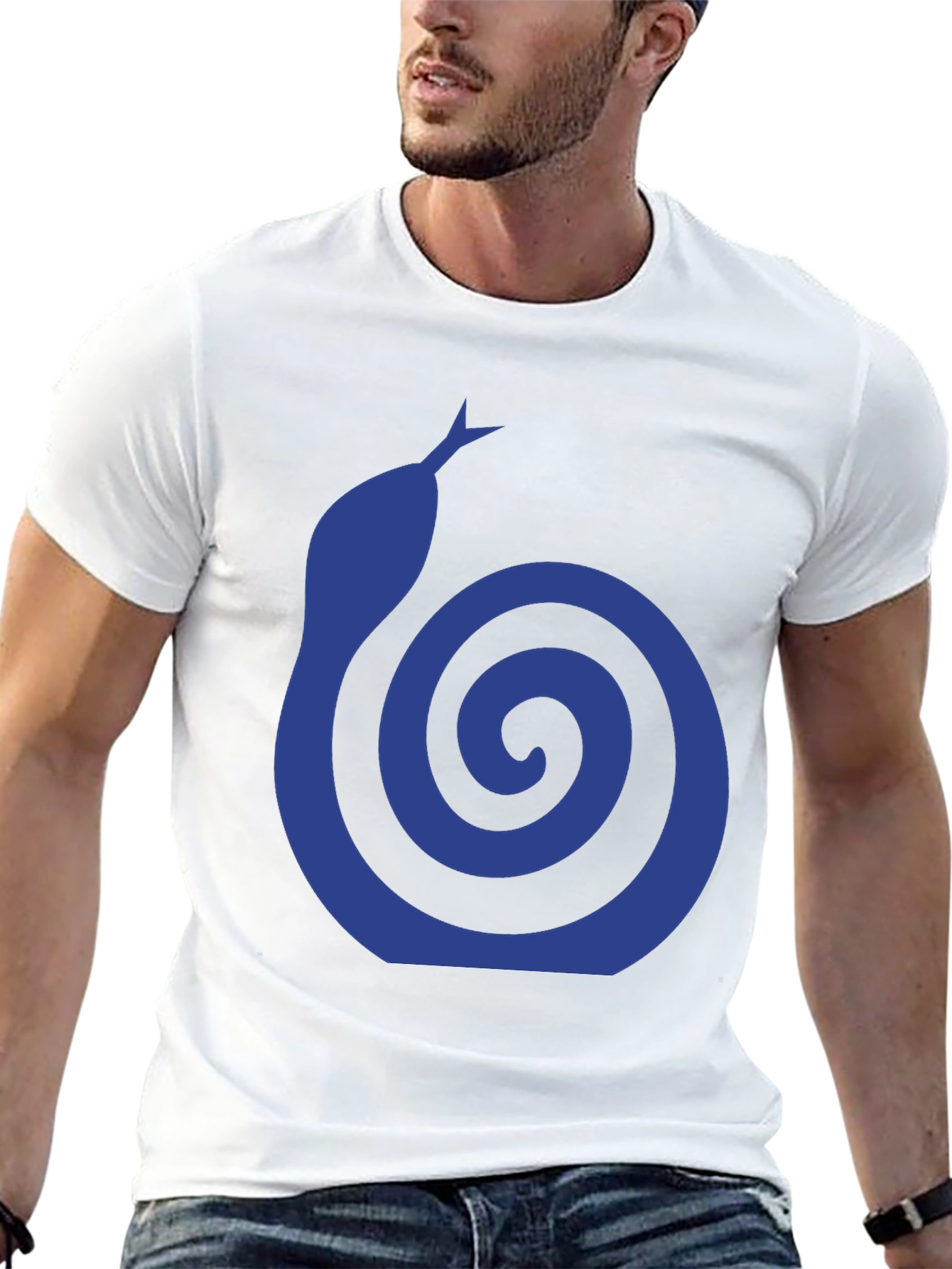 Blue Snake Swirl Graphic T-Shirt