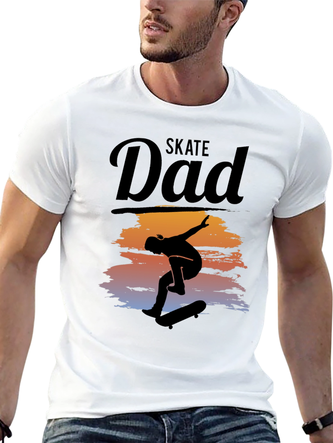 Skate Dad T-Shirt Cool Silhouette Graphic Tee