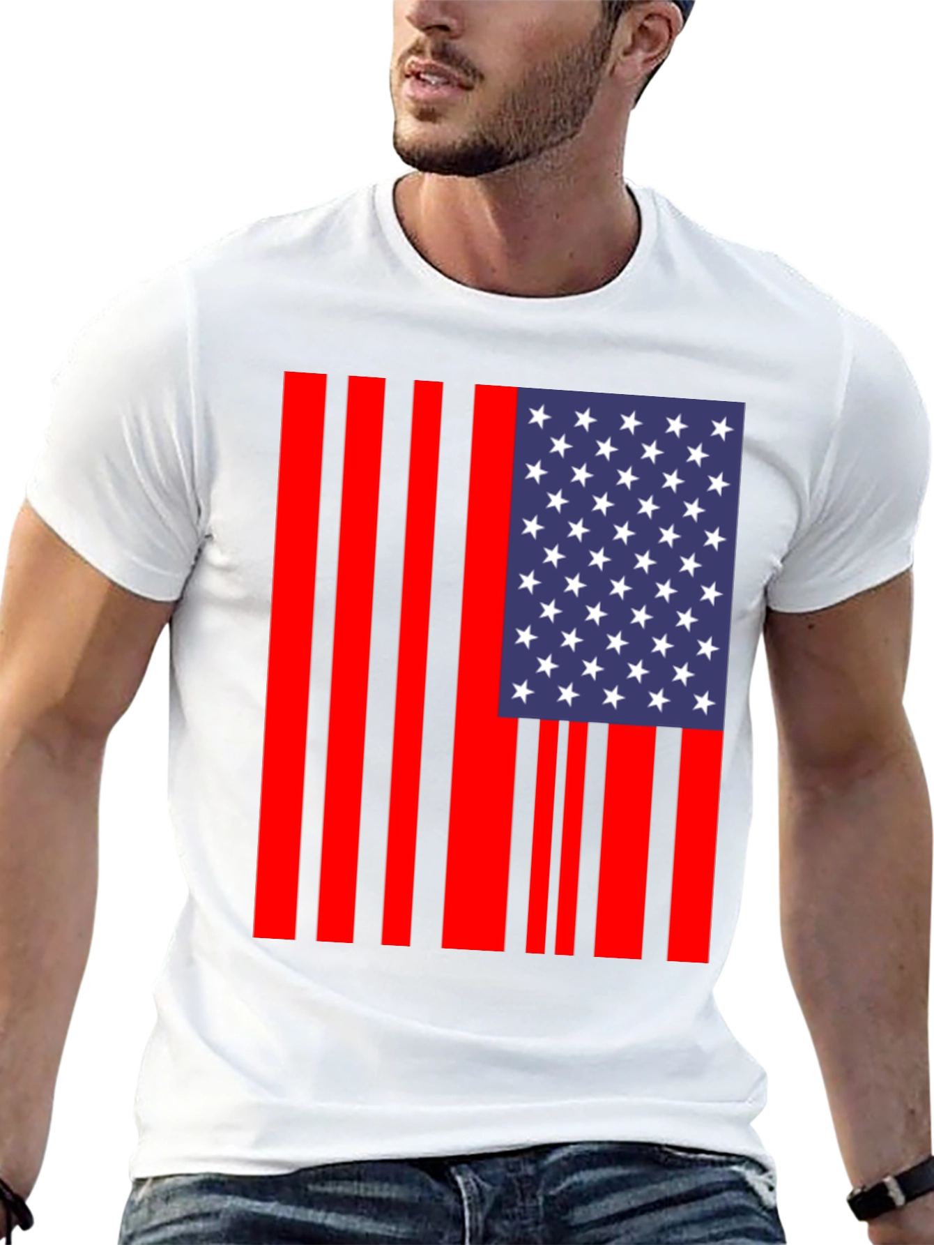 American Flag Stripe Graphic Tee