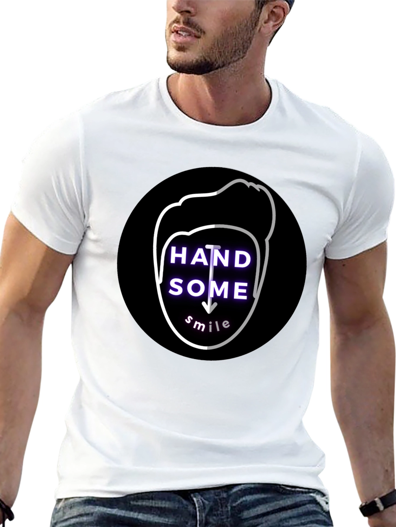 Handsome Smile Graphic Tee - Soft Cotton Black T-Shirt