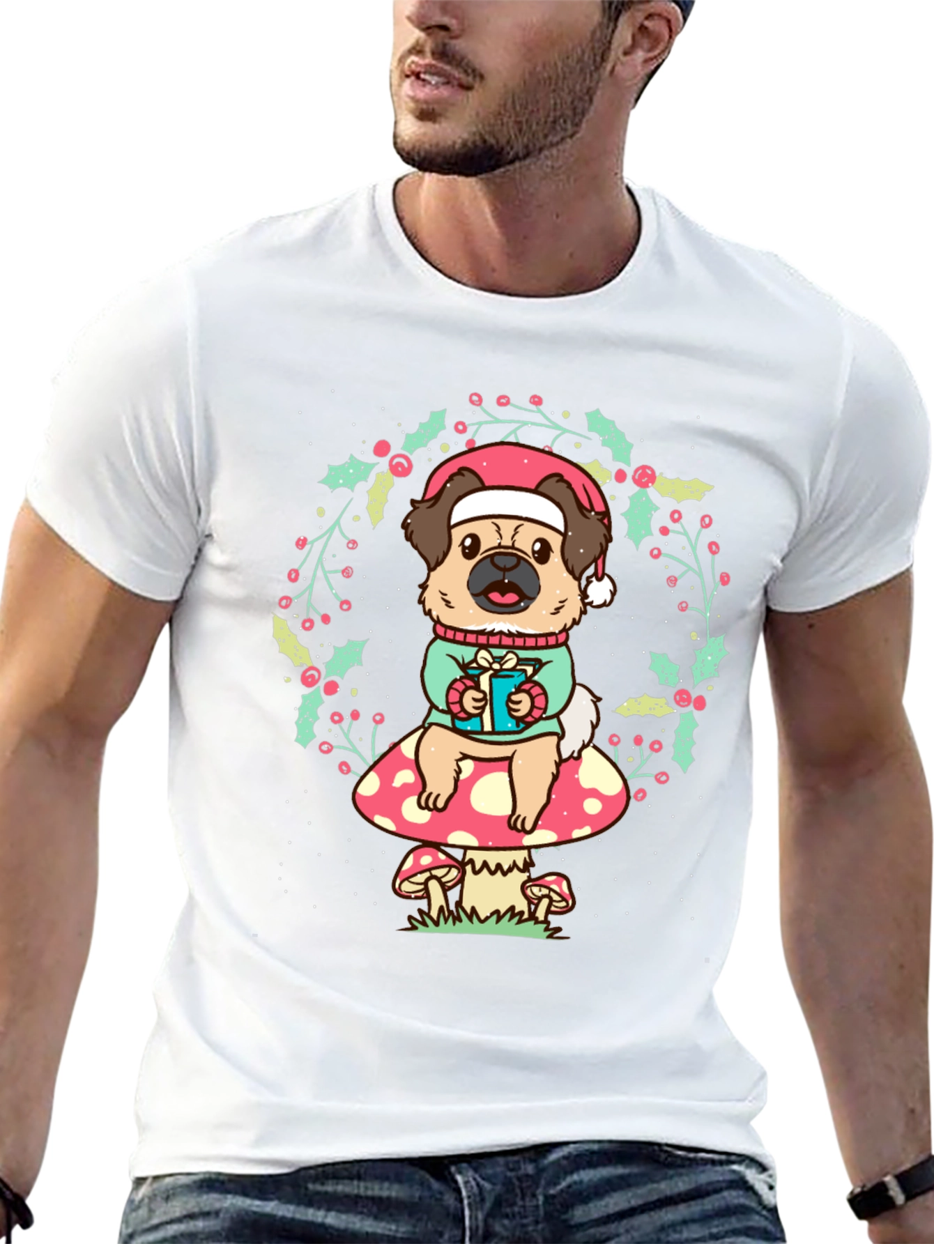 Christmas Dog Mushroom T-Shirt