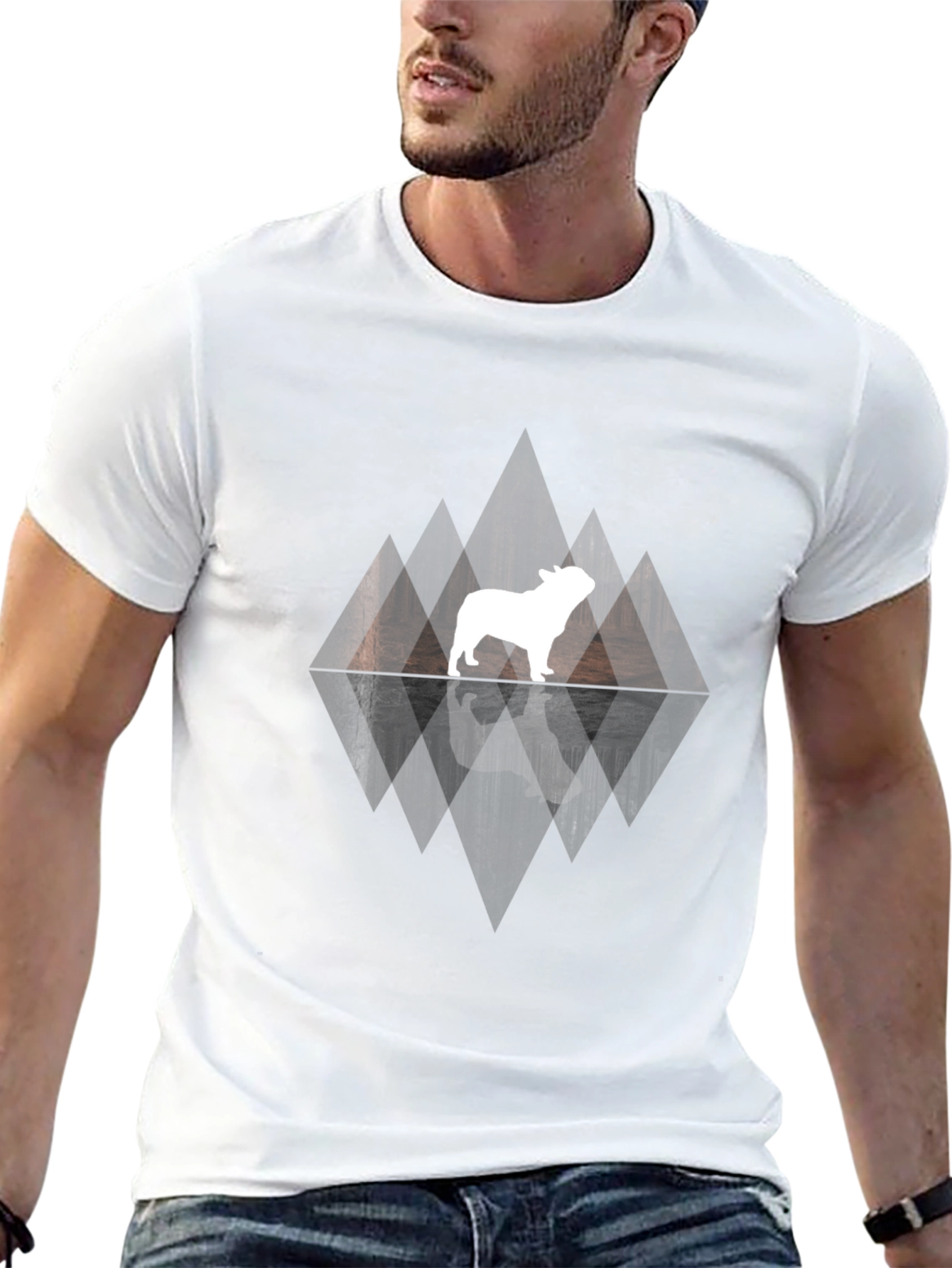 Dog Silhouette Graphic Print Black Tee
