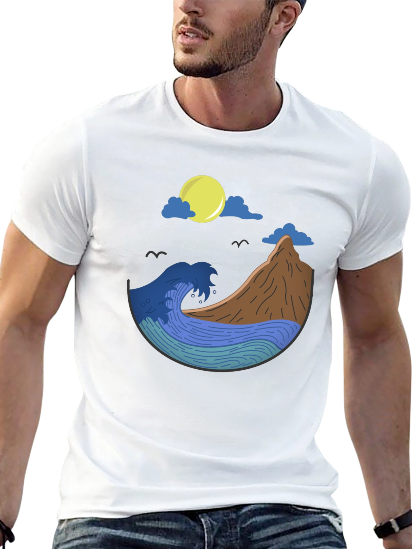 Nature Wave Graphic Tee - Mens Black T-Shirt