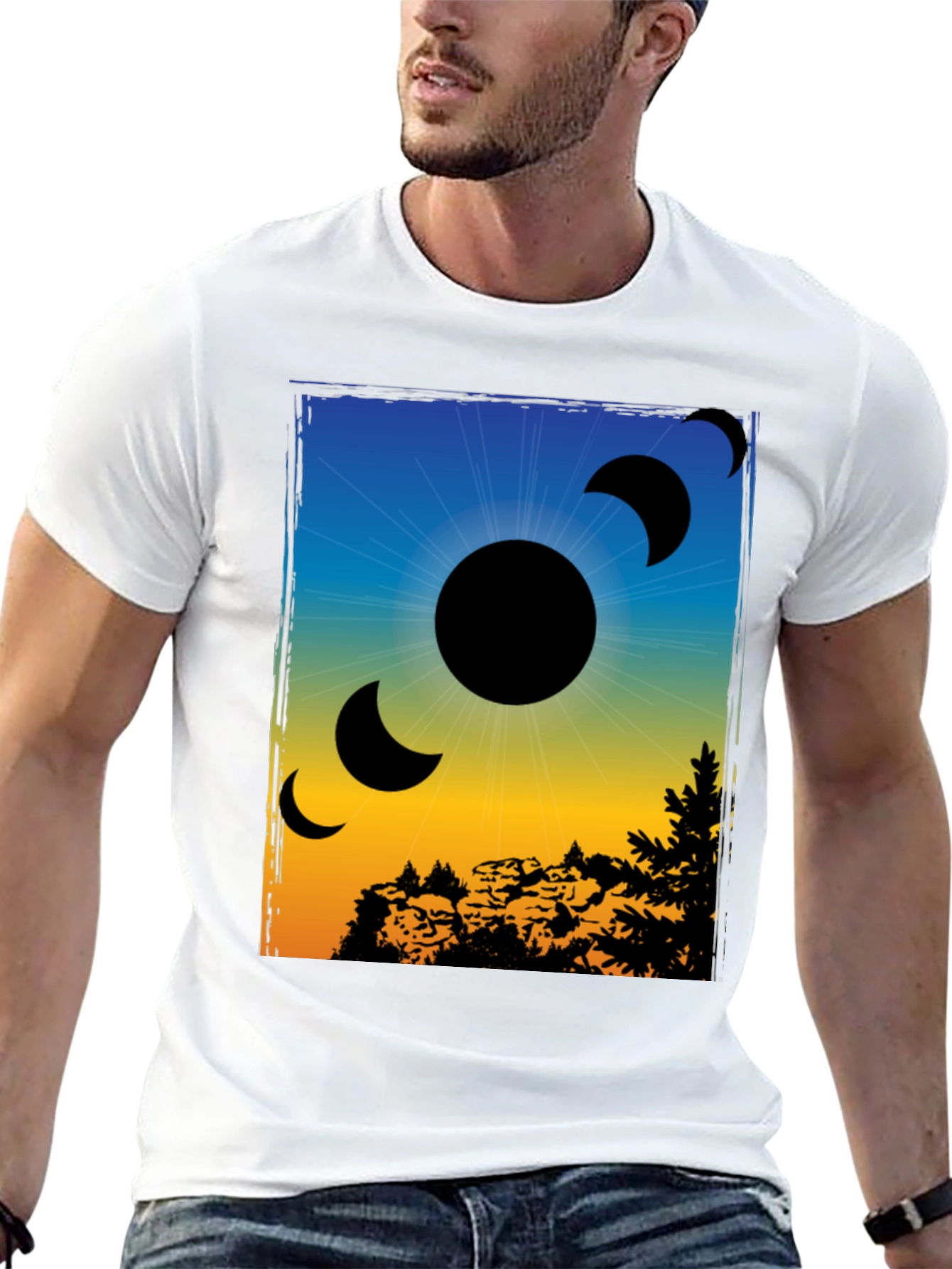 Eclipse Graphic Print Black T-Shirt