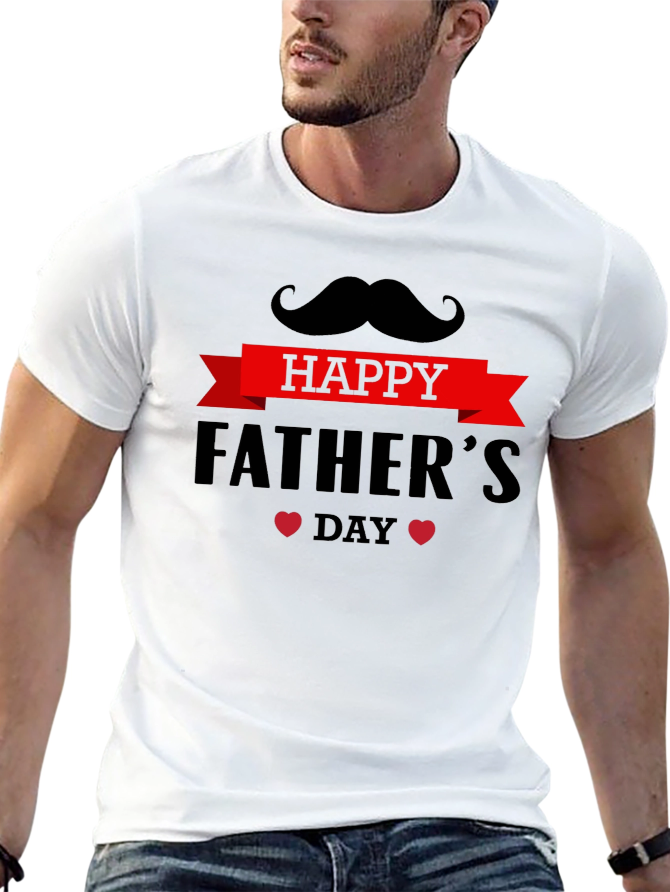 Happy Fathers Day T-Shirt - Mustache Design