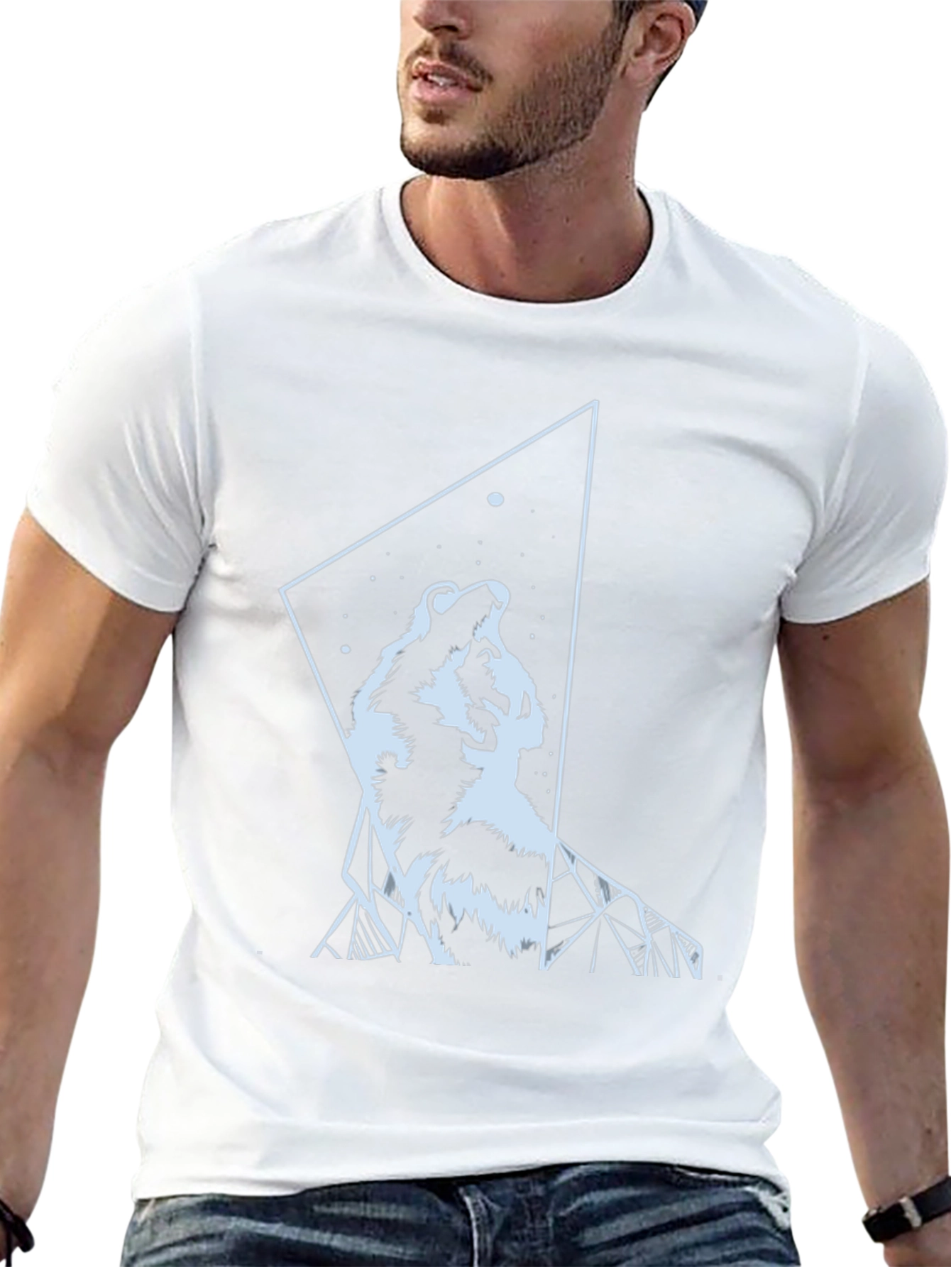 Wolf Graphic Tee - Geometric Design