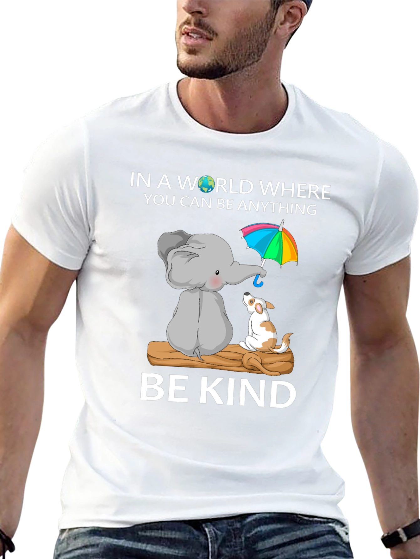 Be Kind T-Shirt - Elephant and Dog Design