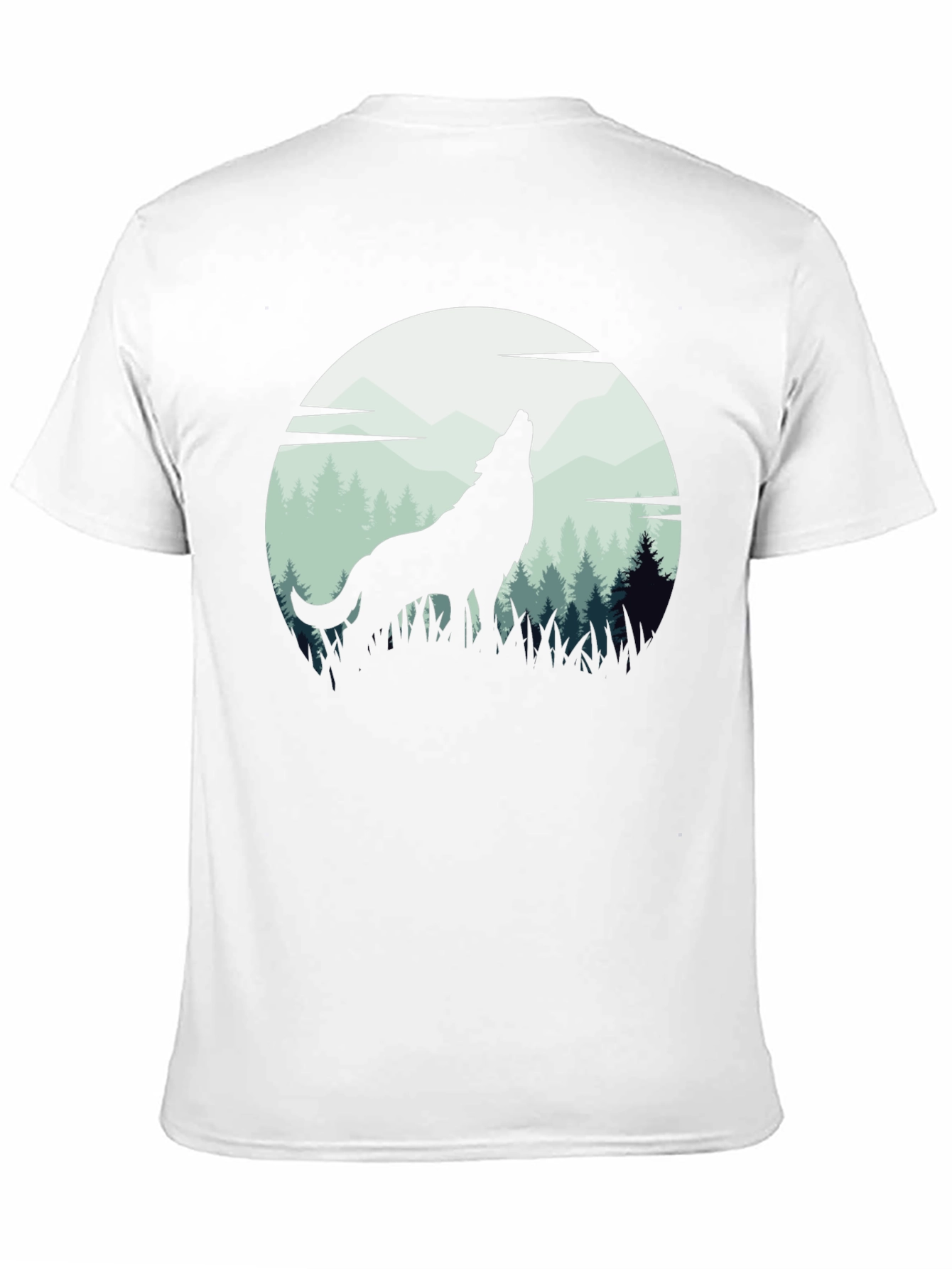 Wolf Howling at Moon T-Shirt - Black