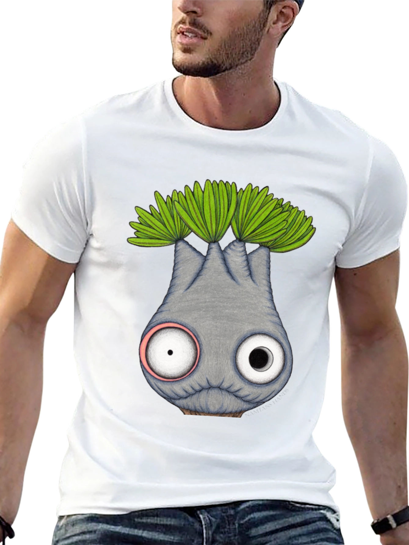 Whimsical Eyeball Plant Creature Graphic Tee