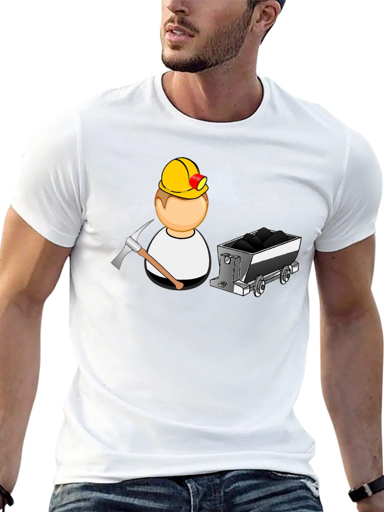 Miner Cartoon Black T-Shirt