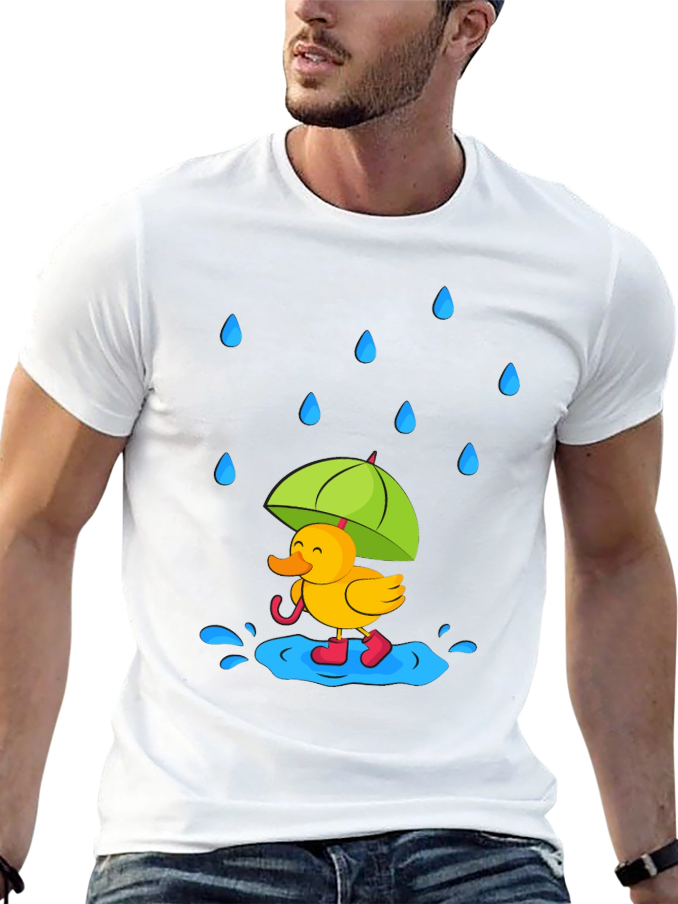 Rainy Day Duck T-Shirt - Cute Cartoon Graphic Tee
