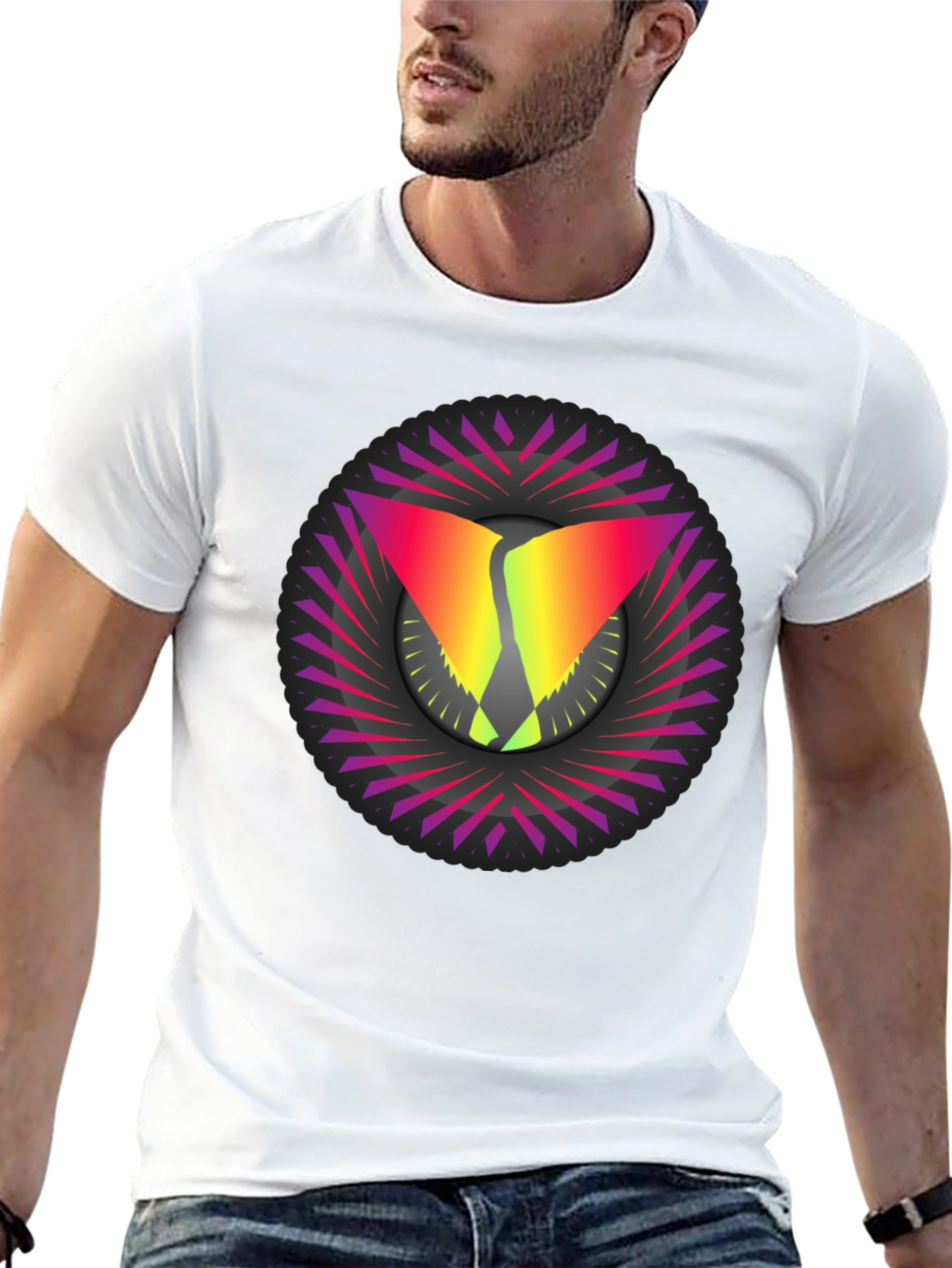 Abstract Graphic Tee - Stylish Mens Black T-Shirt