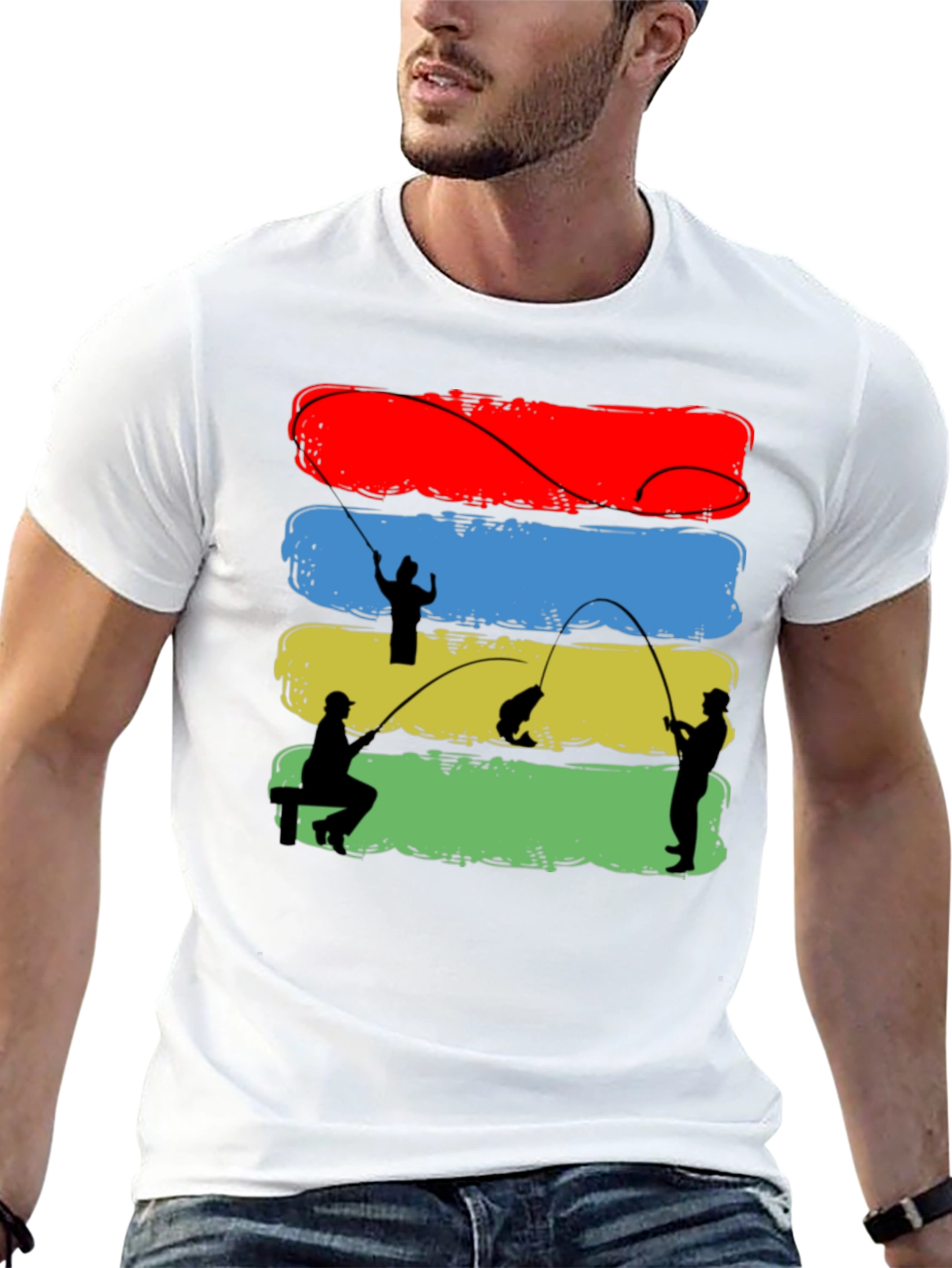 Fisherman Silhouette Graphic T-Shirt